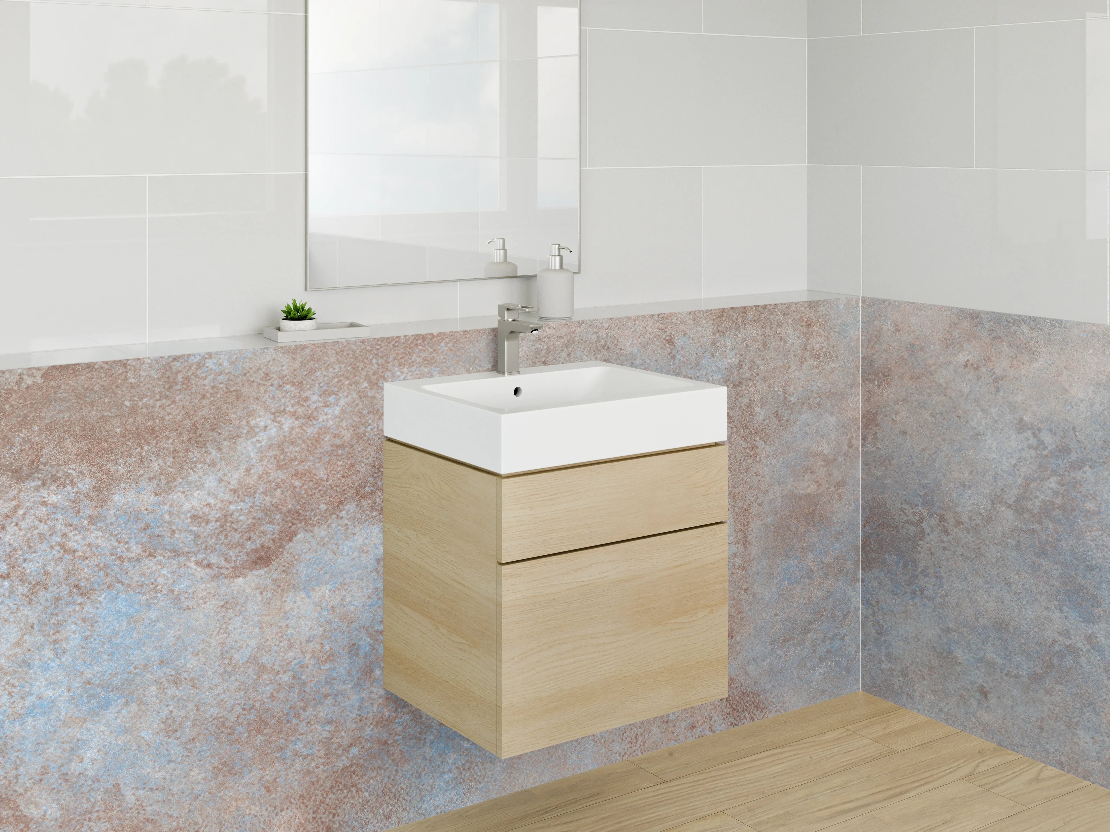 Waschbecken-Rückwand - Industrial Steinoptik in Braun und Blau