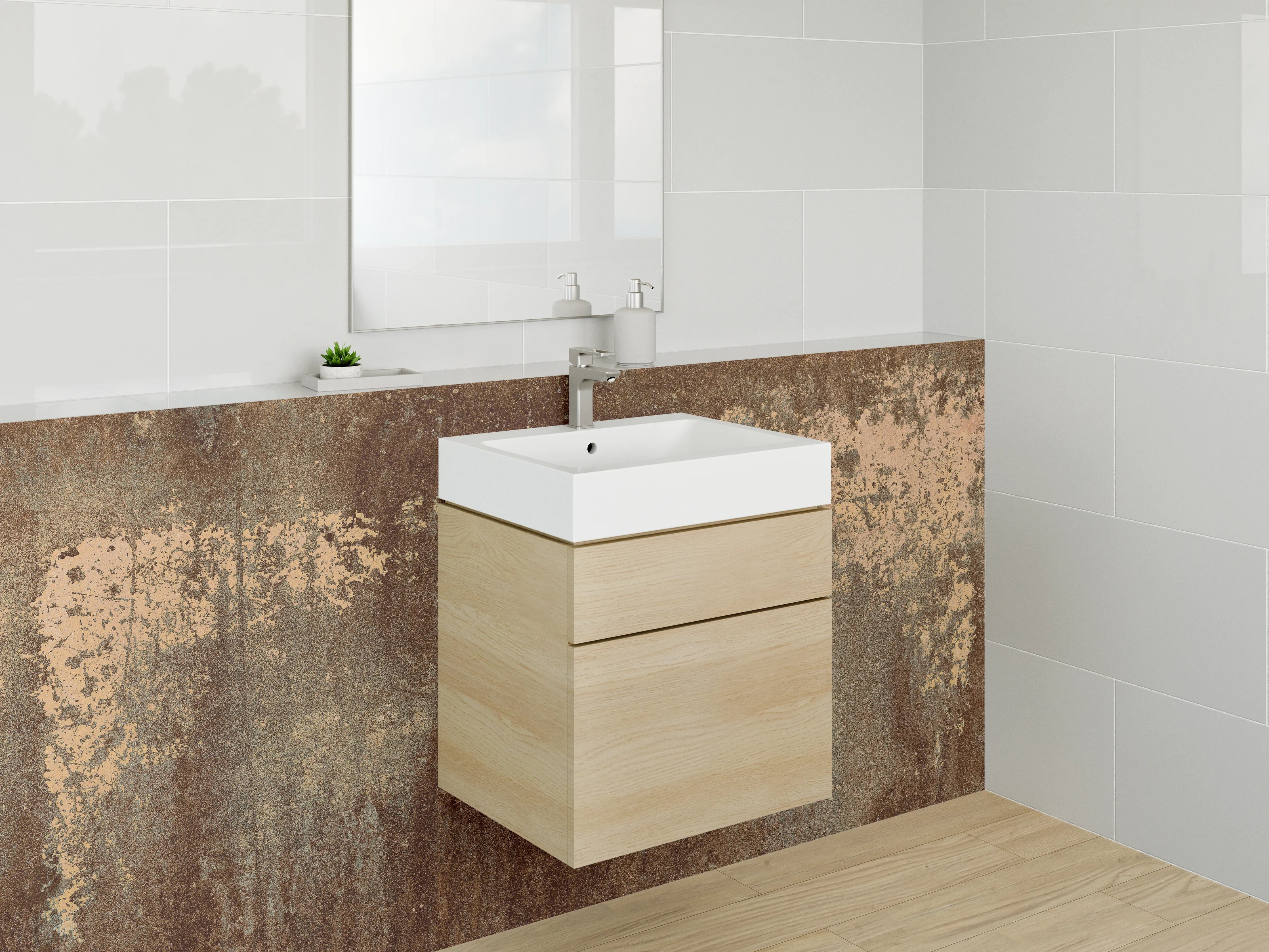 Waschbecken-Rückwand - Industrielle Patina Braun Wanddekor