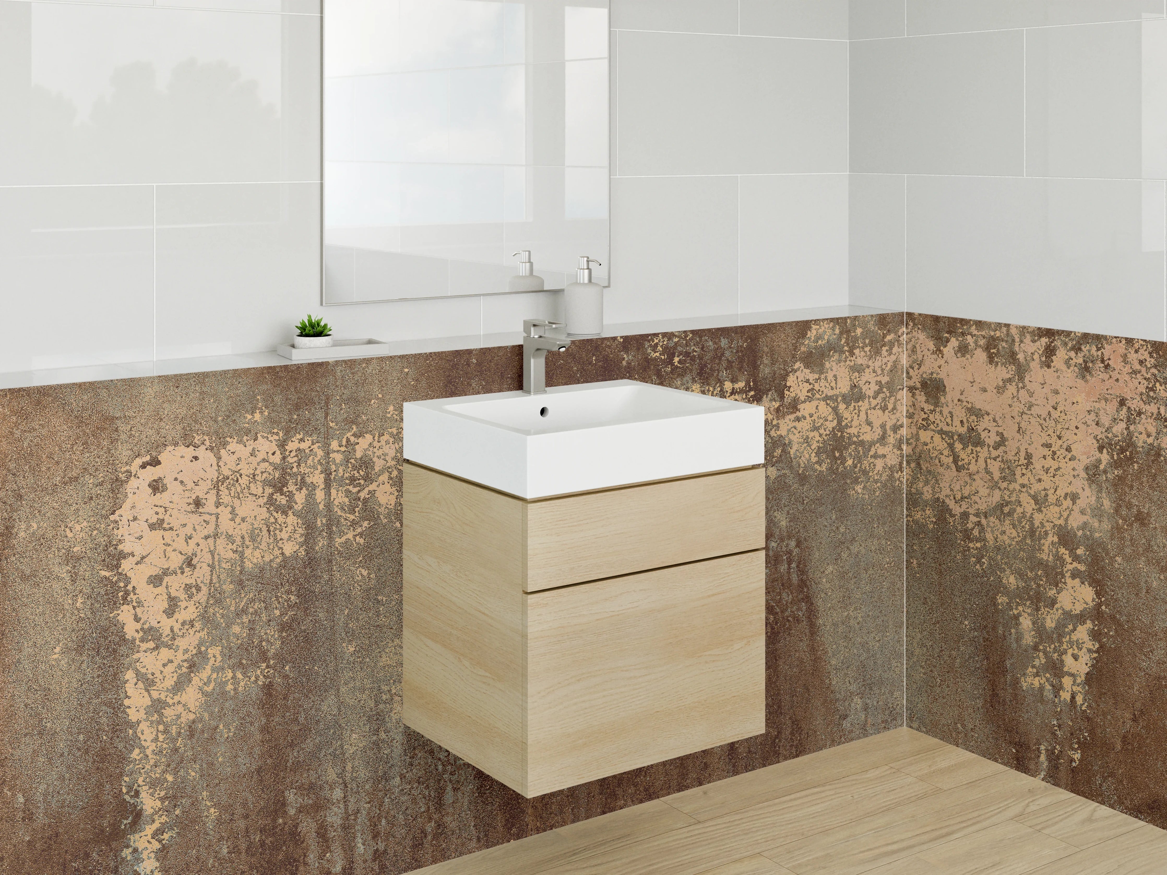 Waschbecken-Rückwand - Industrielle Patina Braun Wanddekor