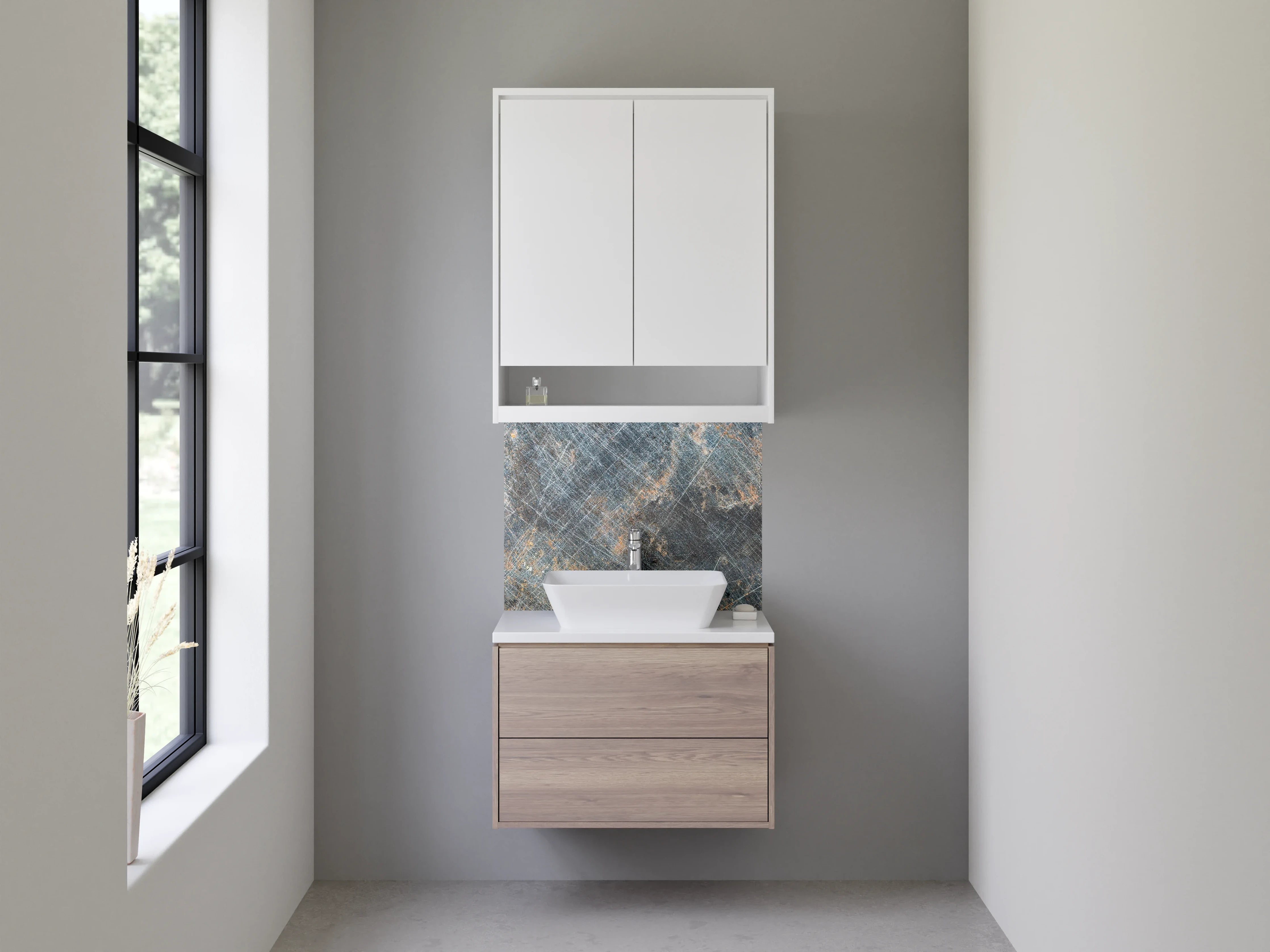 Waschbecken-Rückwand - Industrieller Metall-Look mit Used-Effekt