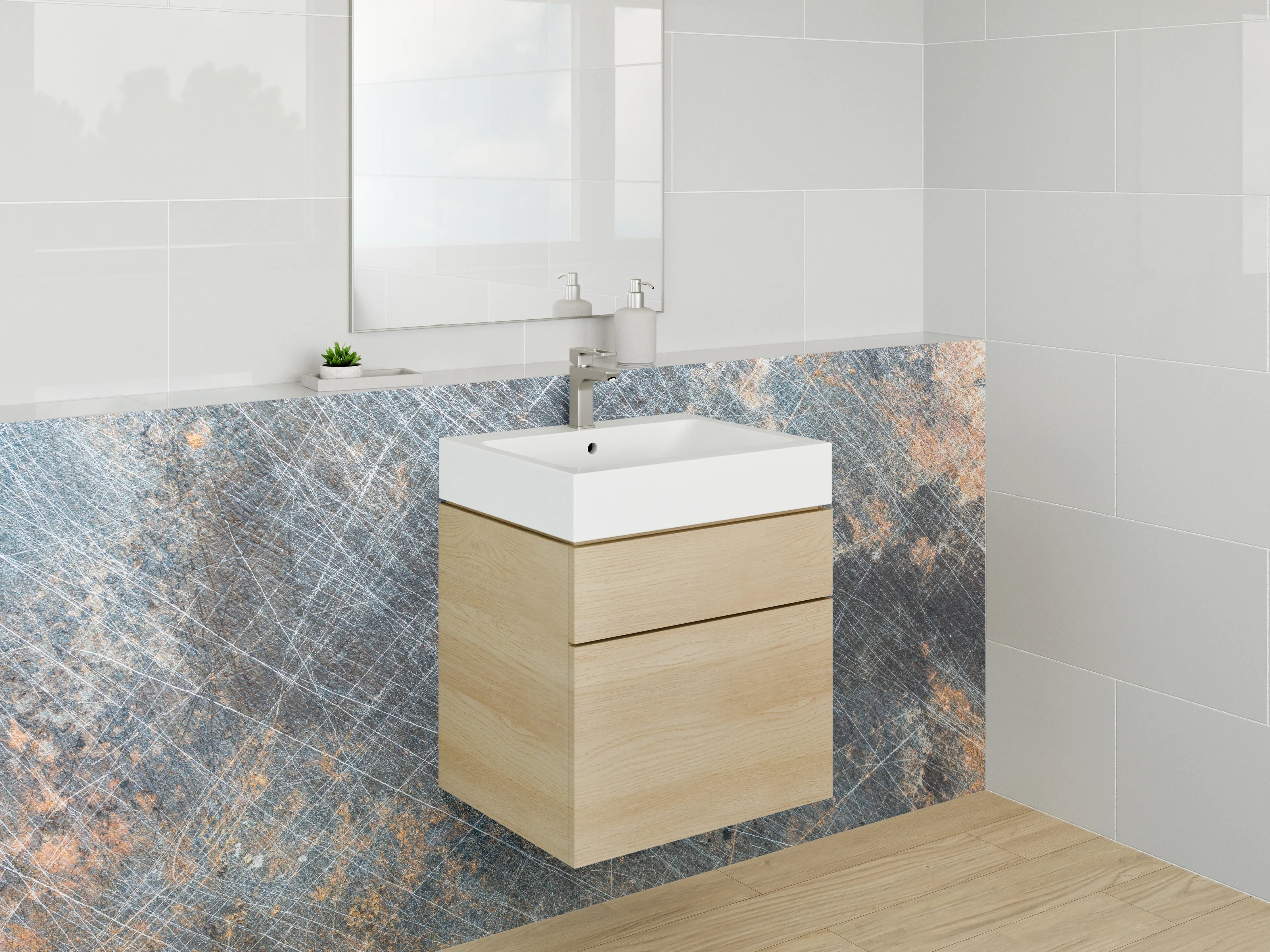 Waschbecken-Rückwand - Industrieller Metall-Look mit Used-Effekt