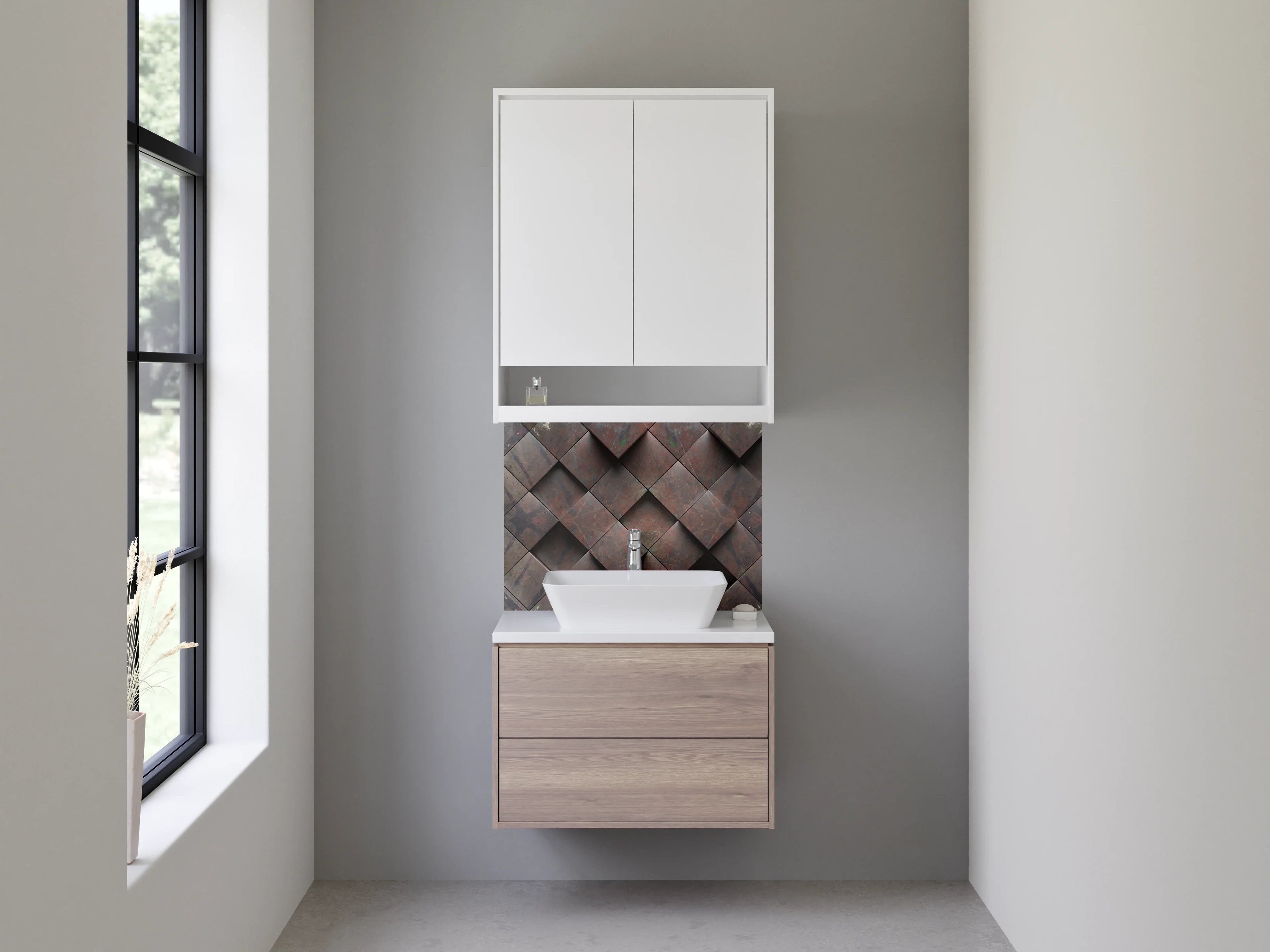 Waschbecken-Rückwand - Industrielles Mosaik in Rostoptik