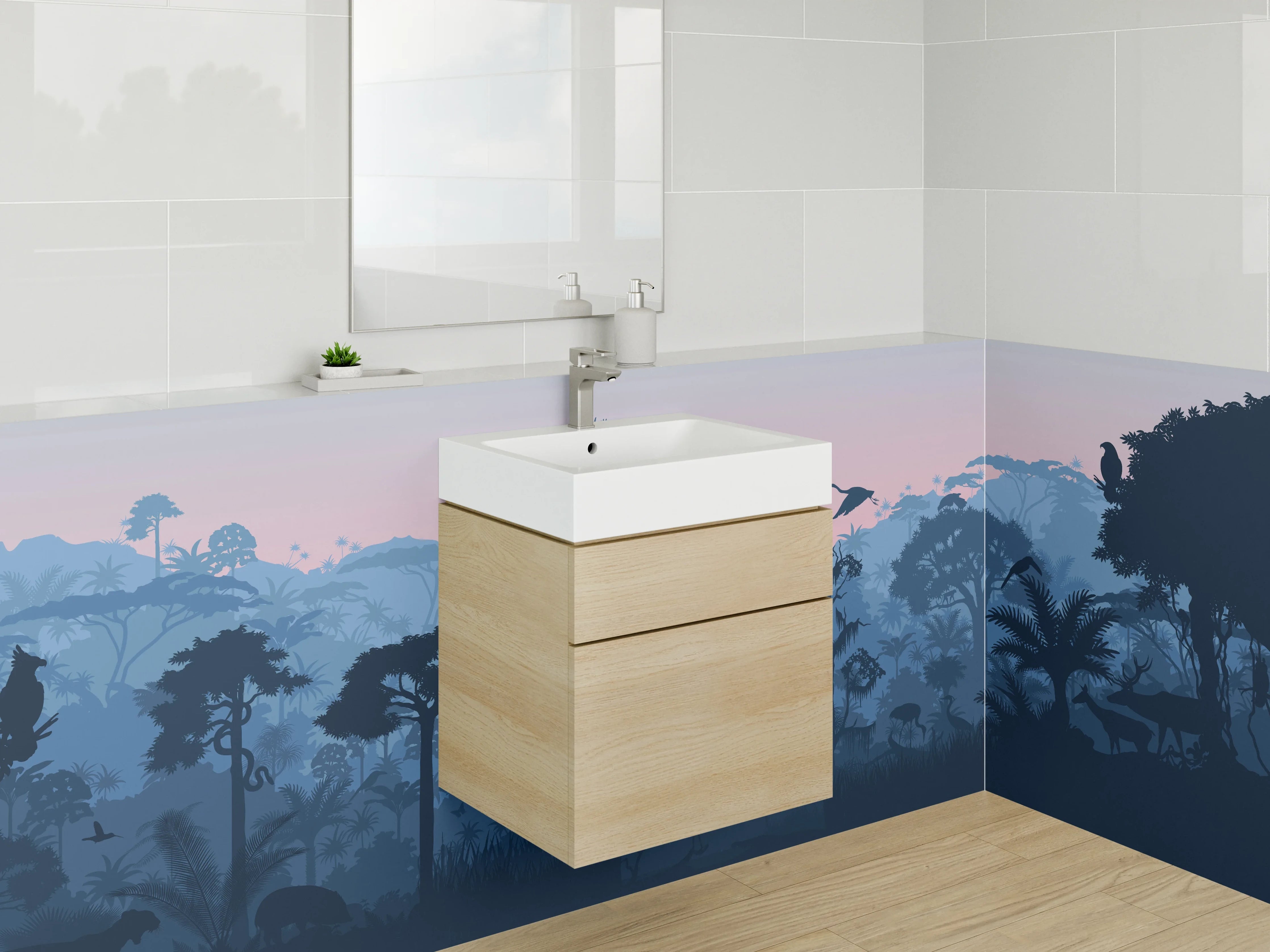 Waschbecken-Rückwand - Innovative Grau-Wand für dein Bad