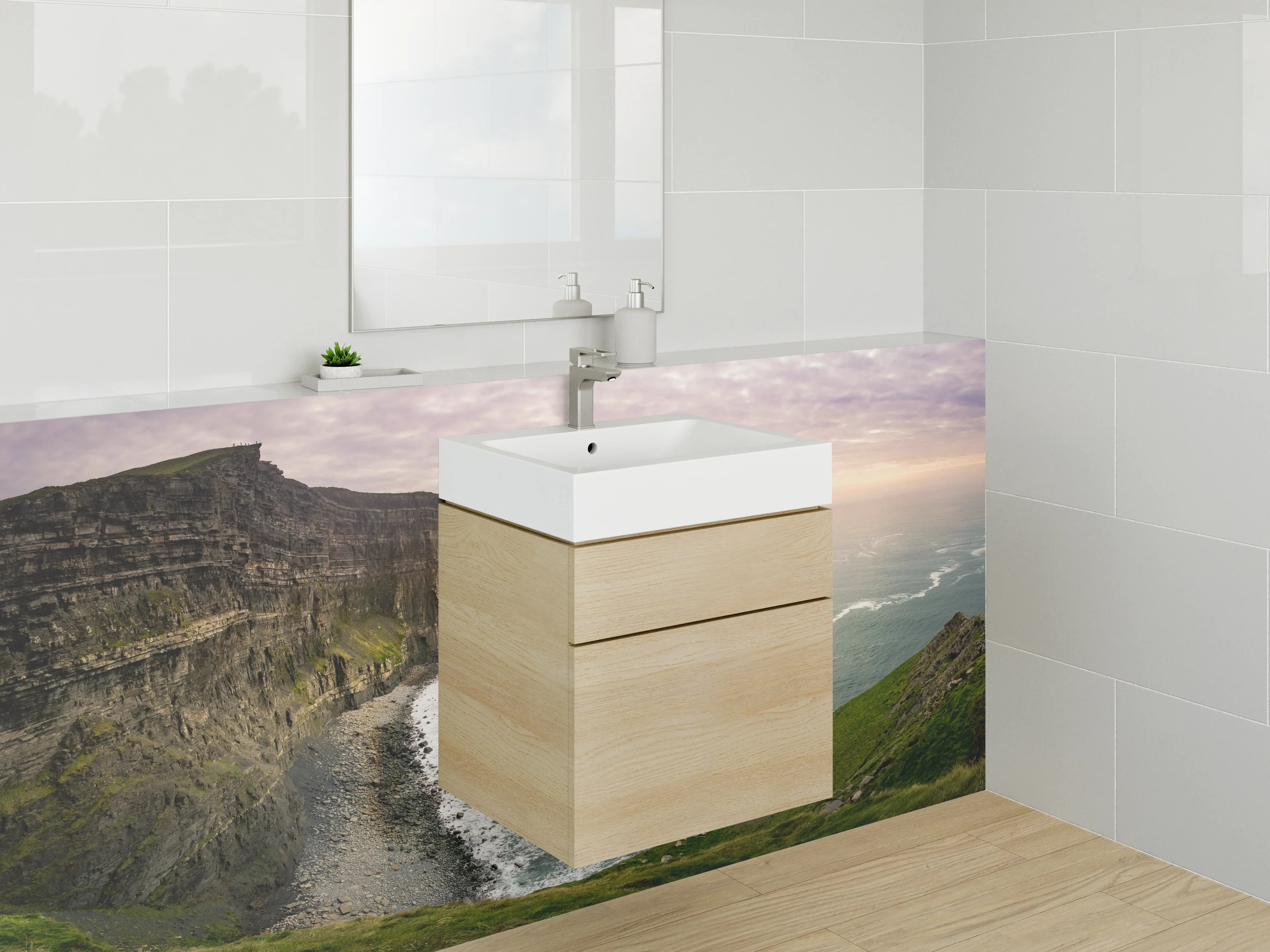 Waschbecken-Rückwand - Irische Steilküste Panorama Wandbild