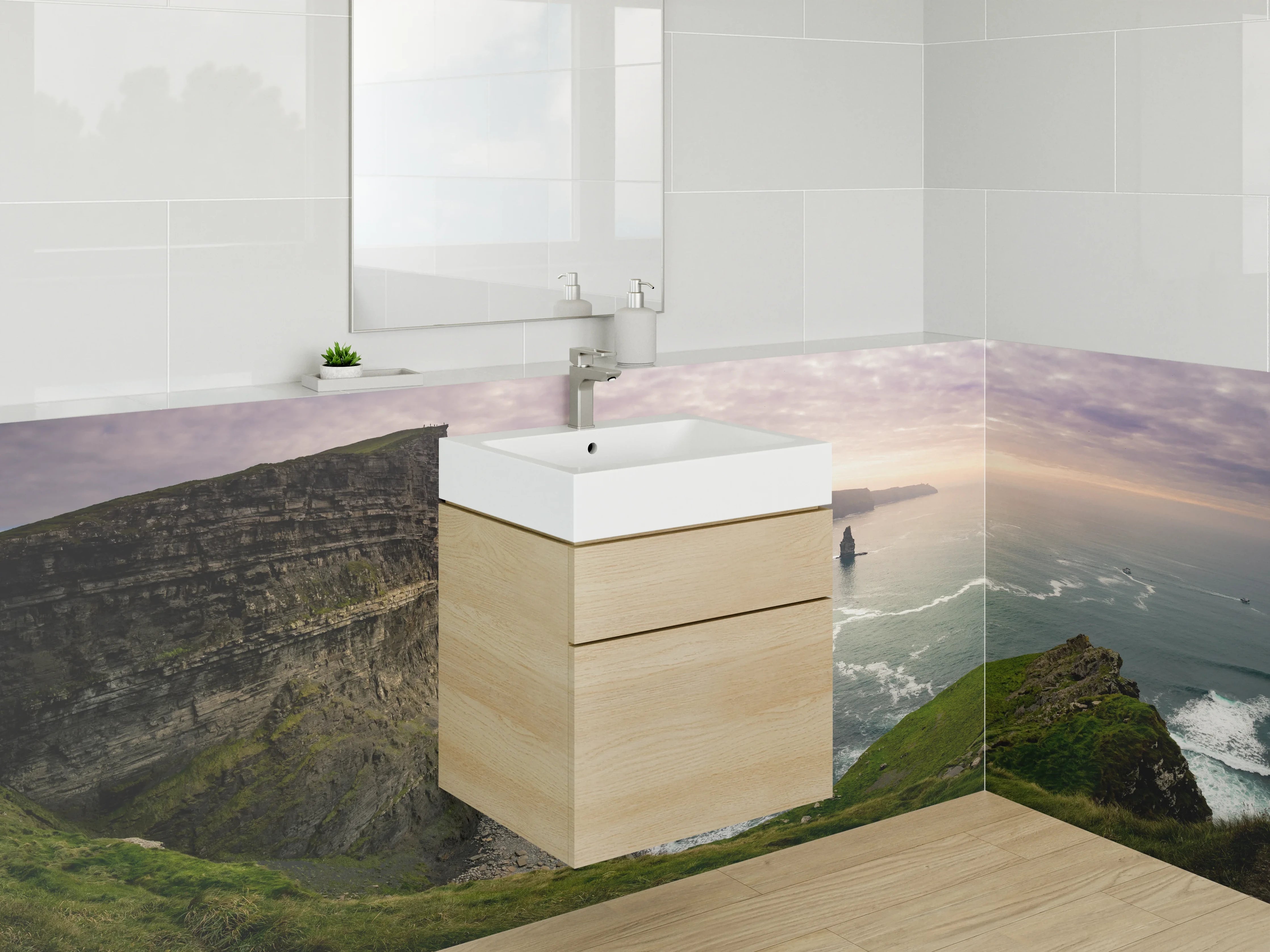 Waschbecken-Rückwand - Irische Steilküste Panorama Wandbild