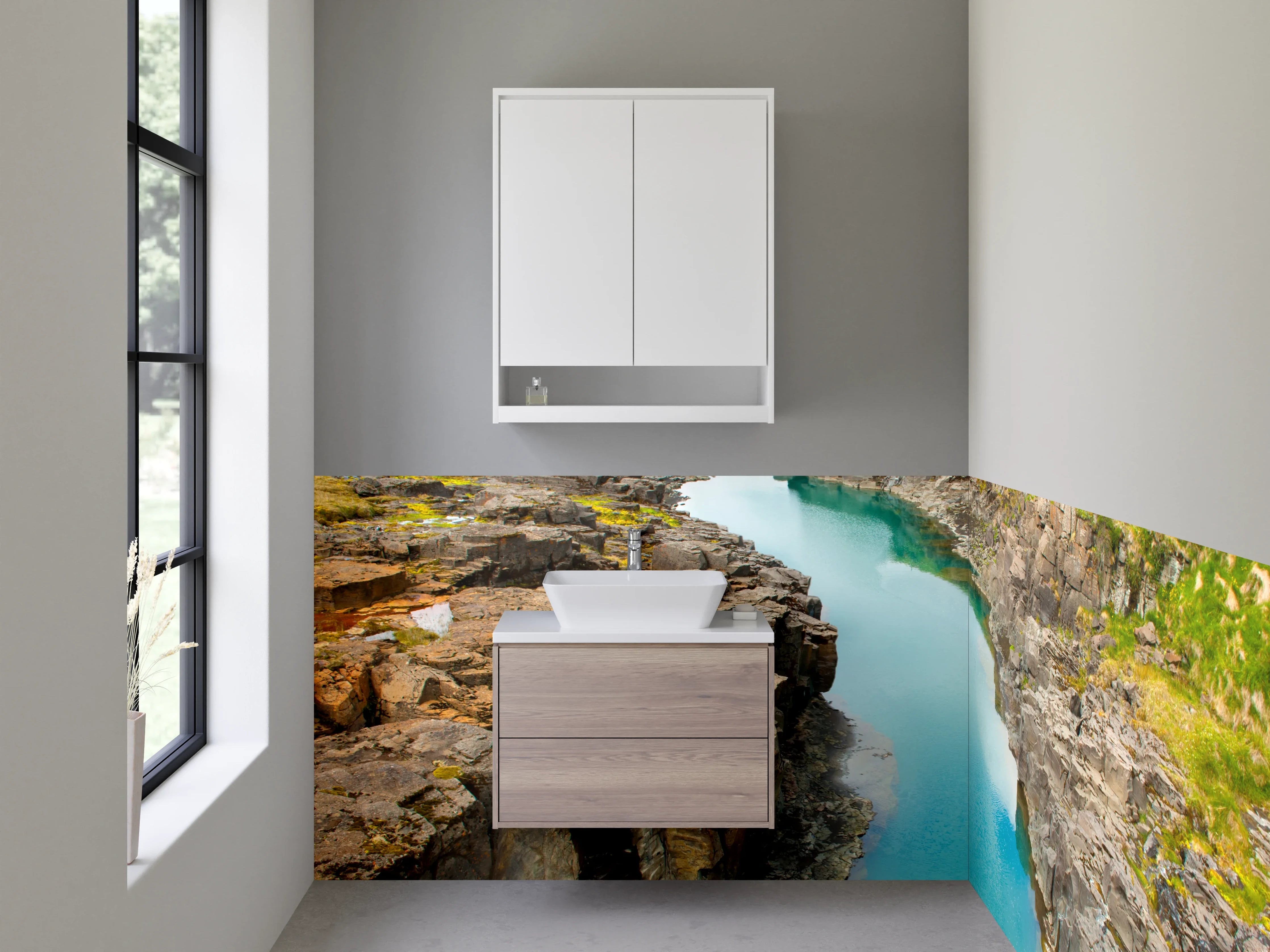 Waschbecken-Rückwand - Island Fluss Canyon Landschaft Poster