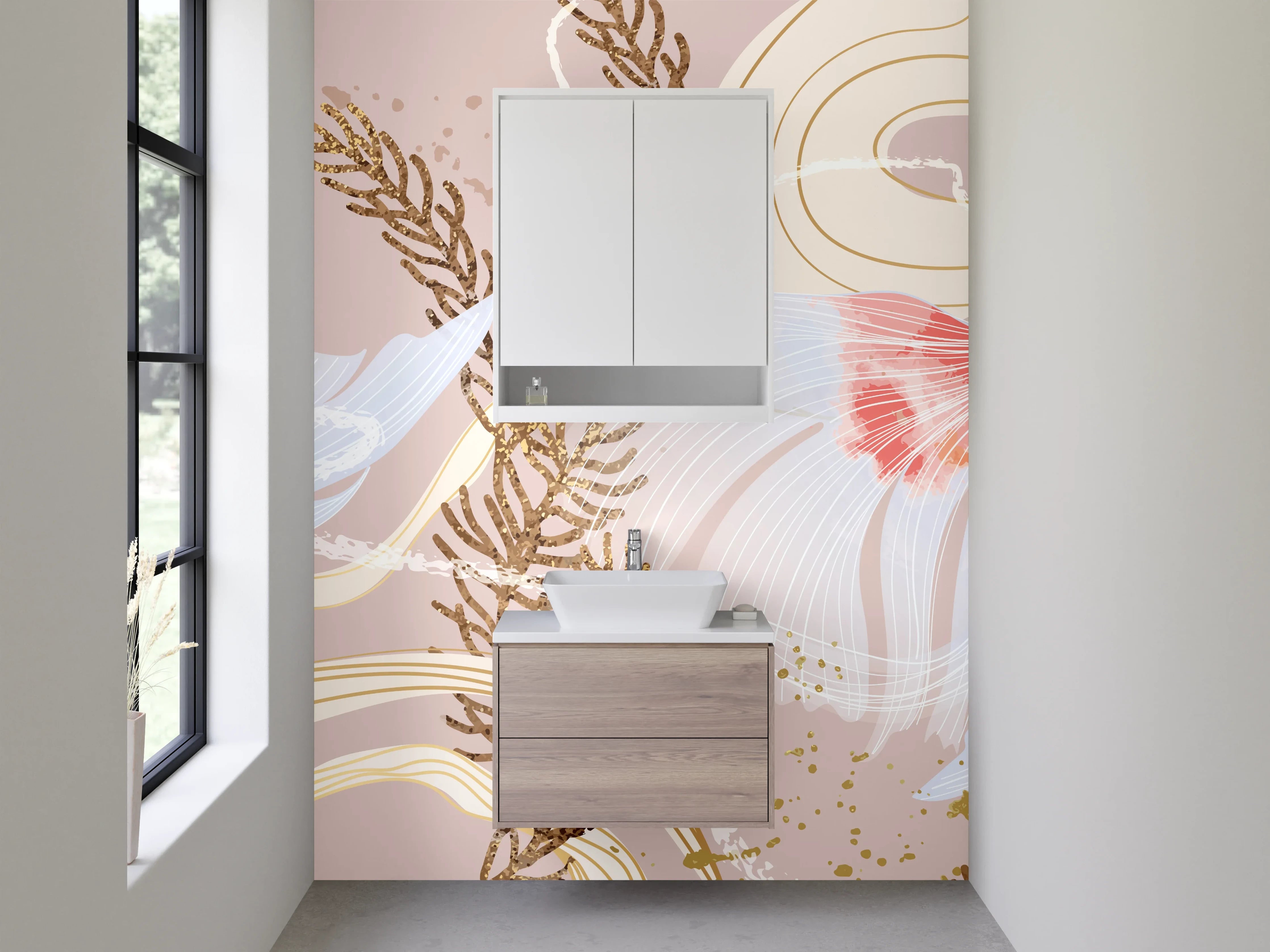 Waschbecken-Rückwand - Japanische Goldfische Illustration