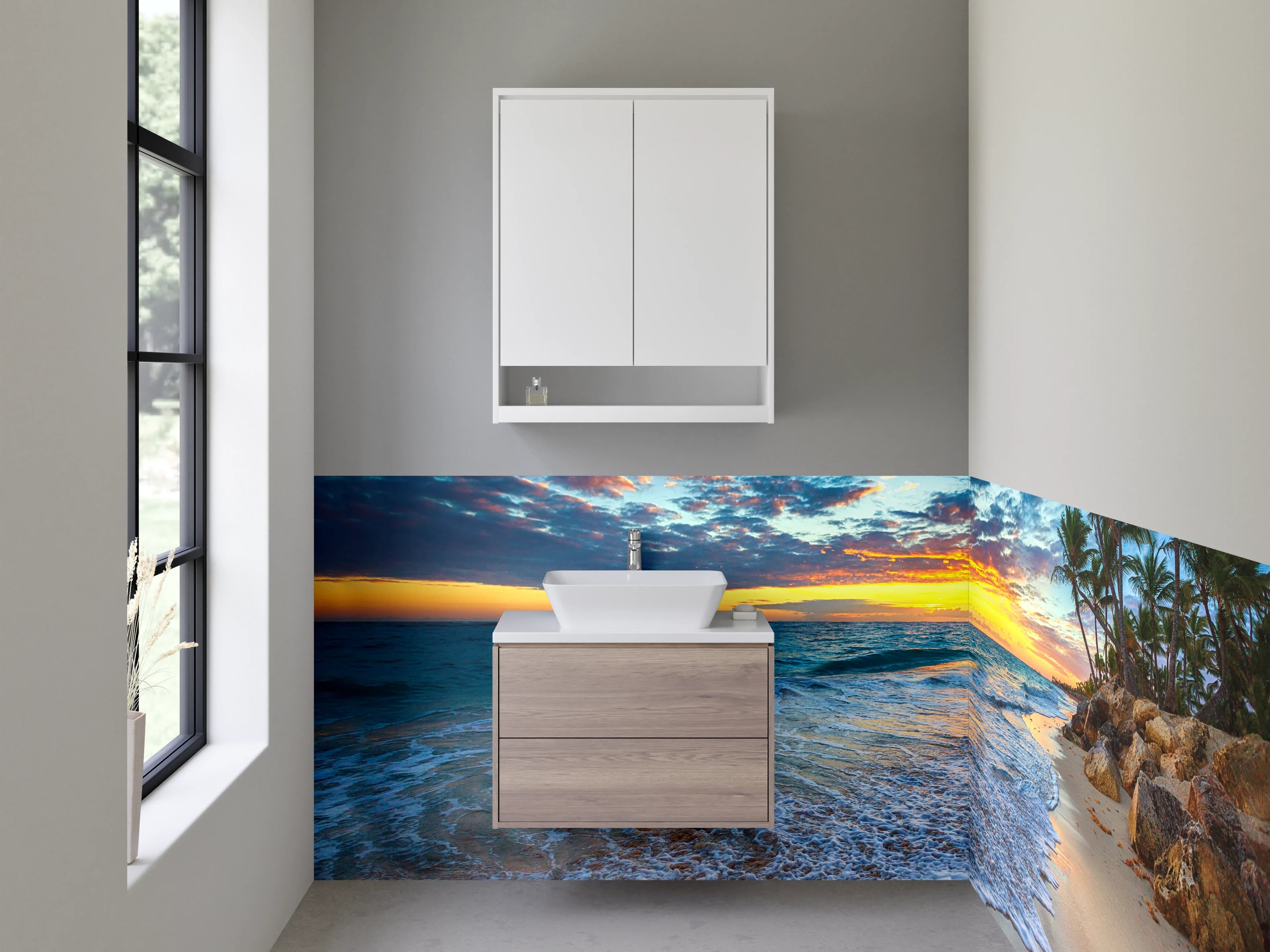 Waschbecken-Rückwand - Karibischer Sonnenuntergang am Strand