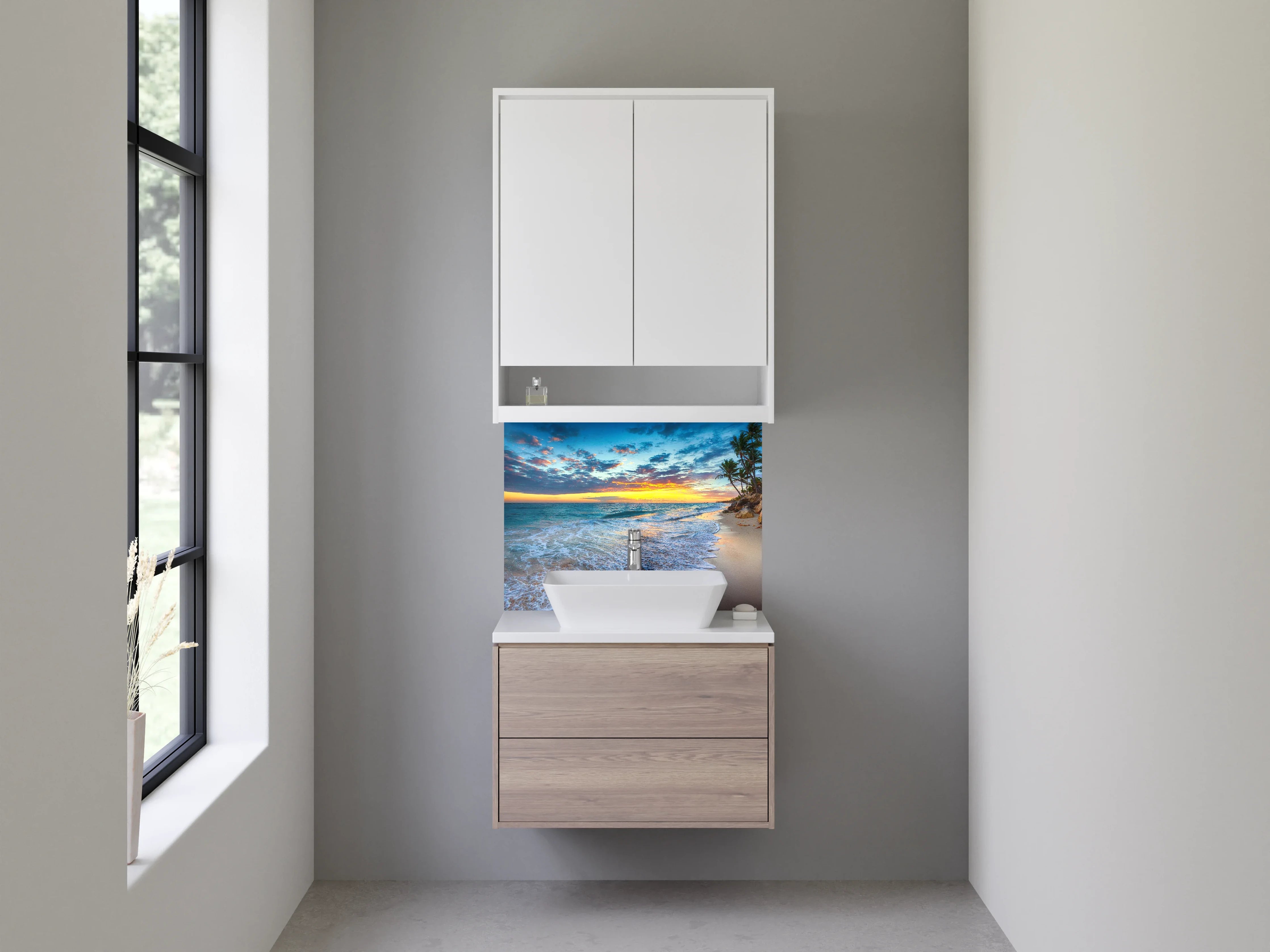 Waschbecken-Rückwand - Karibischer Sonnenuntergang am Strand