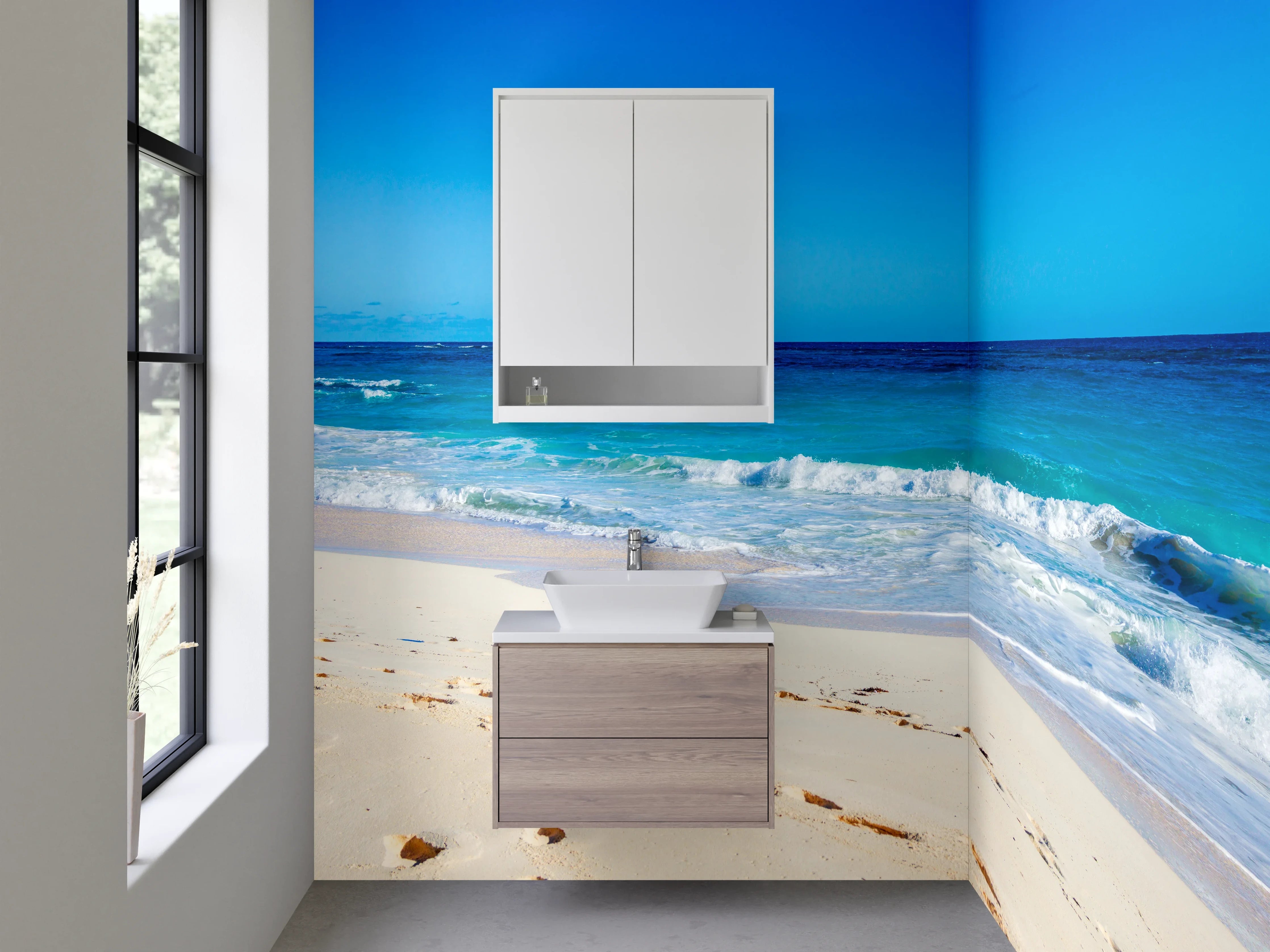 Waschbecken-Rückwand - Karibischer Traumstrand am Meer