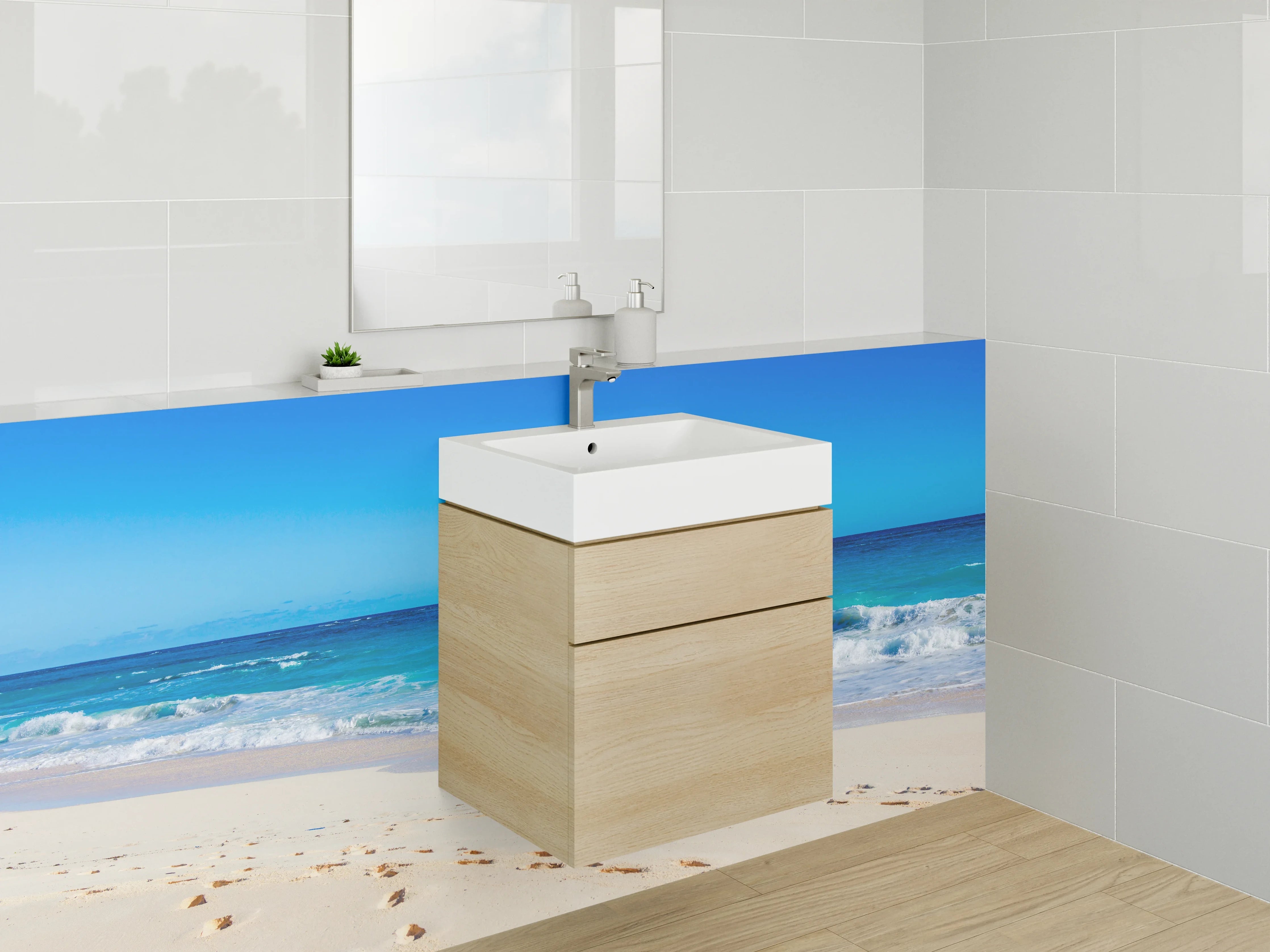 Waschbecken-Rückwand - Karibischer Traumstrand am Meer