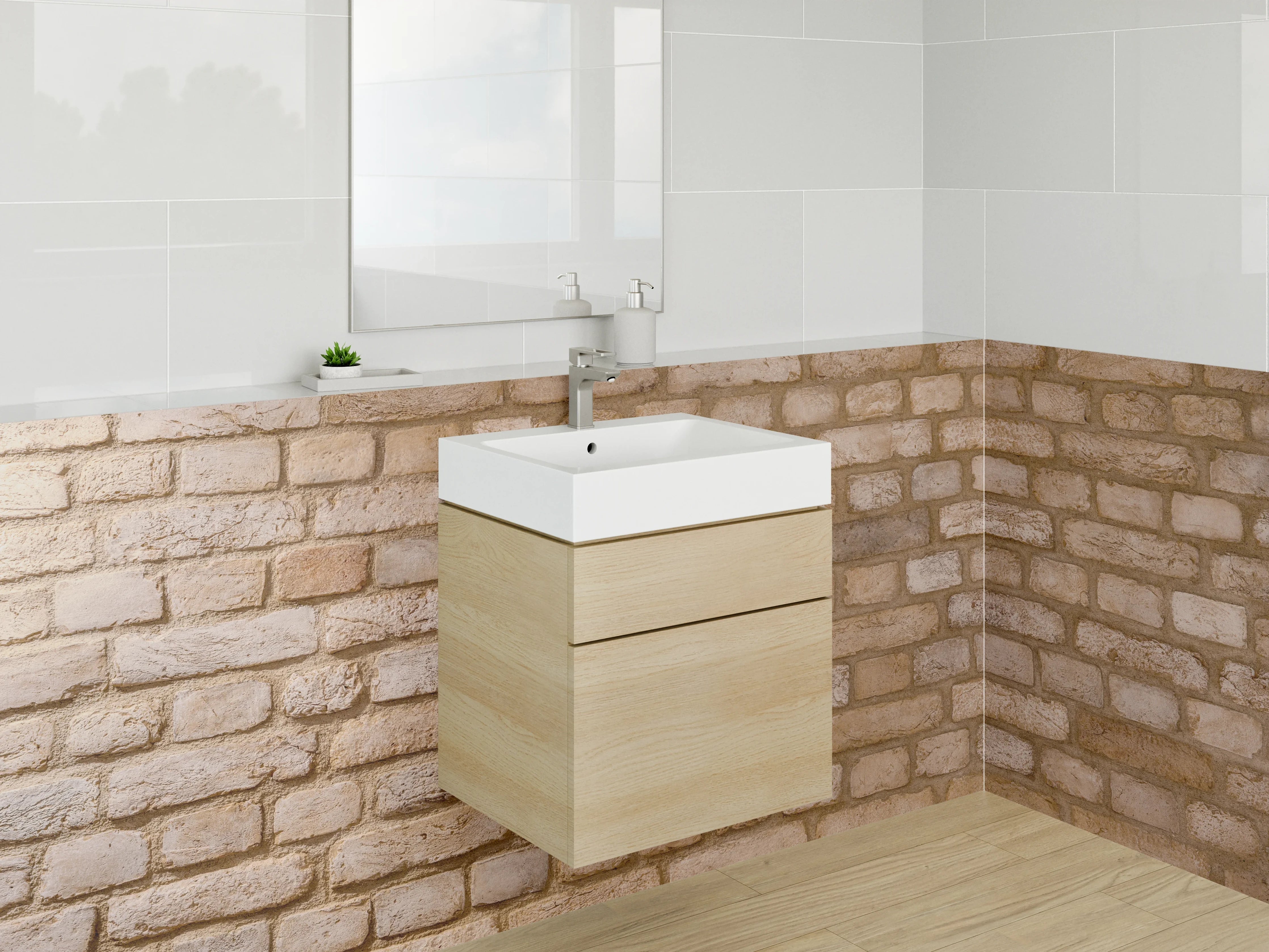 Waschbecken-Rückwand - Klassische Backsteinoptik für Rückwände