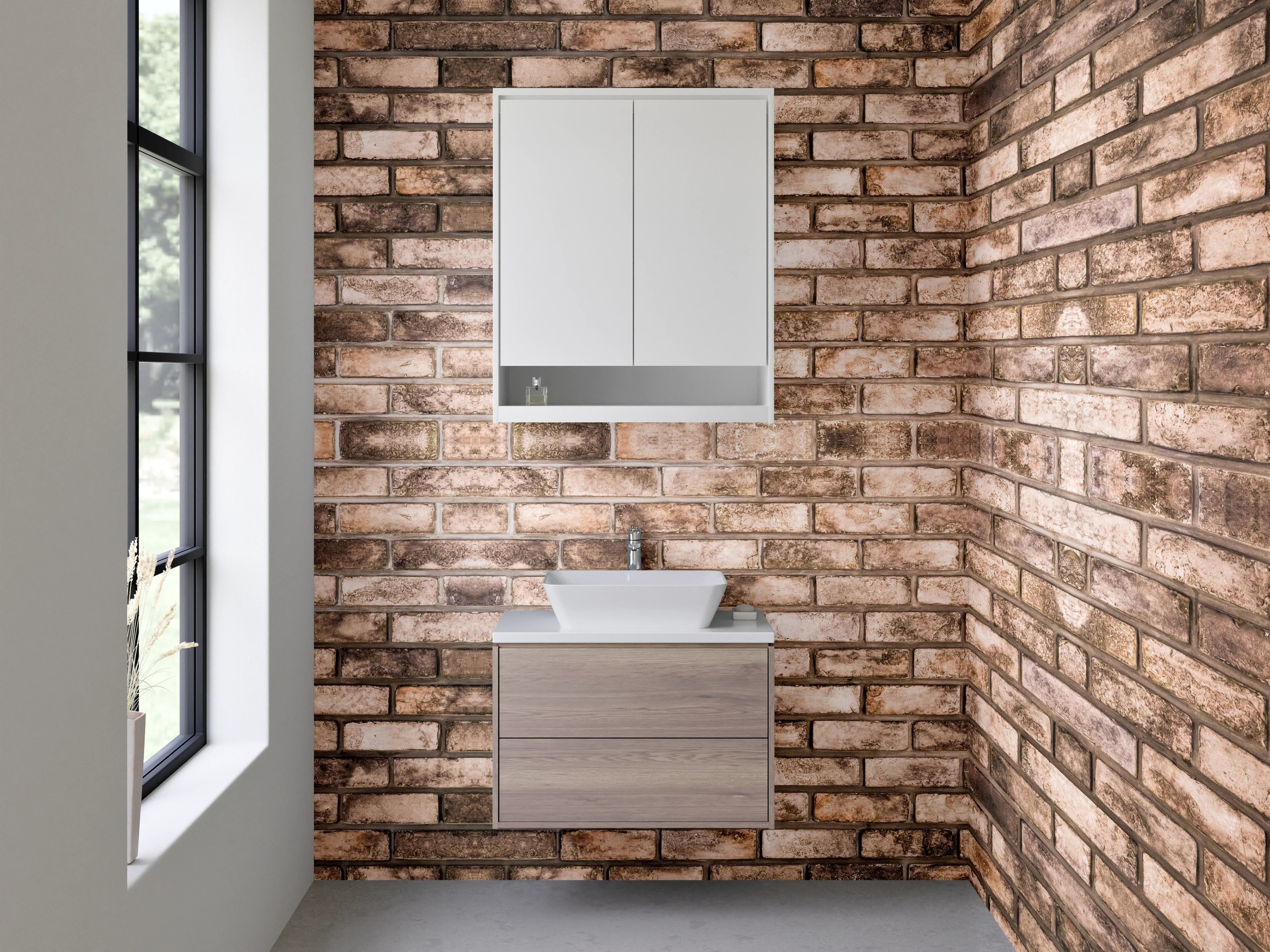 Waschbecken-Rückwand - Klinker-Design Grau Weiß Braun Beige