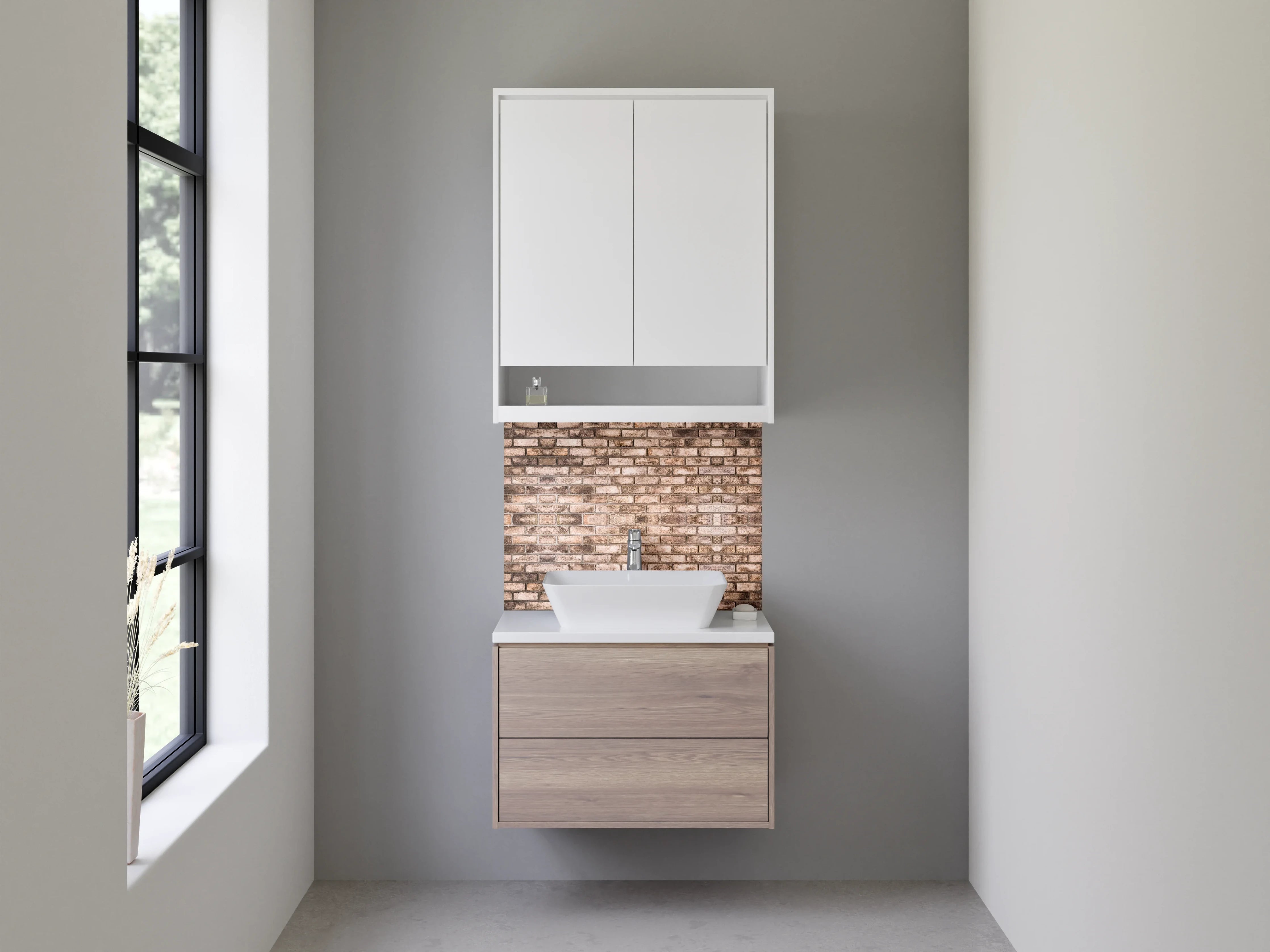 Waschbecken-Rückwand - Klinker-Design Grau Weiß Braun Beige
