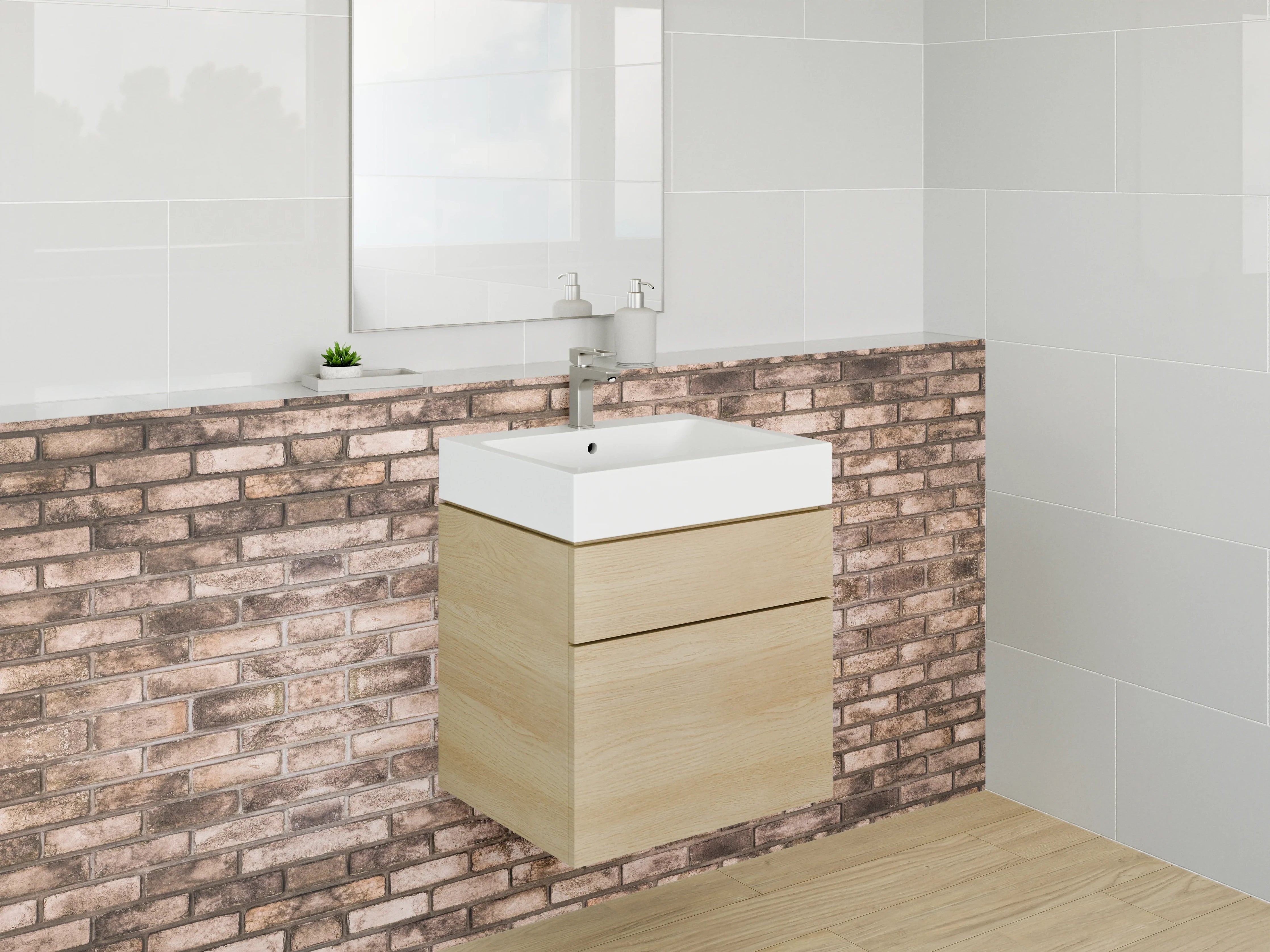 Waschbecken-Rückwand - Klinker-Design Grau Weiß Braun Beige