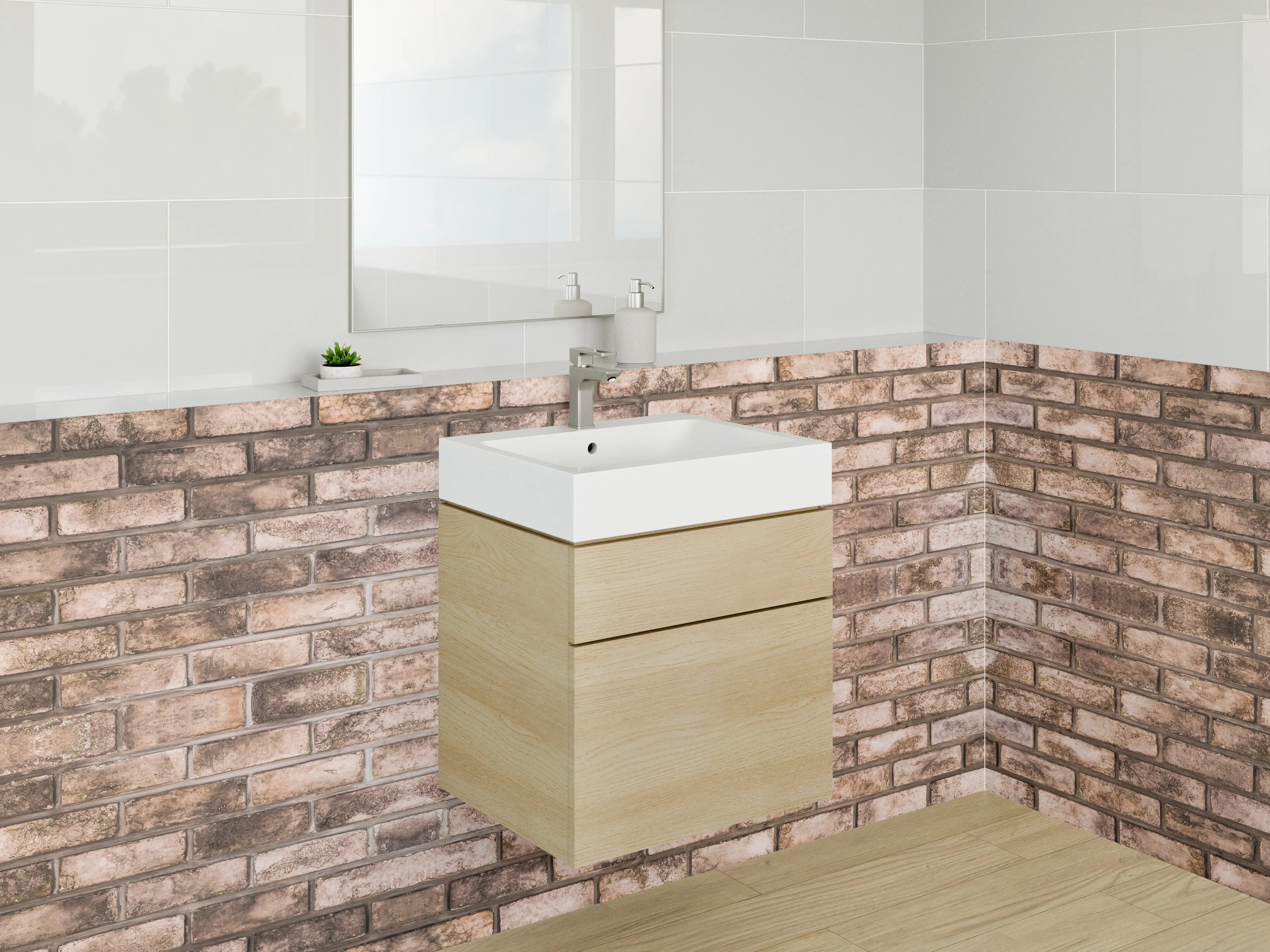 Waschbecken-Rückwand - Klinker-Design Grau Weiß Braun Beige