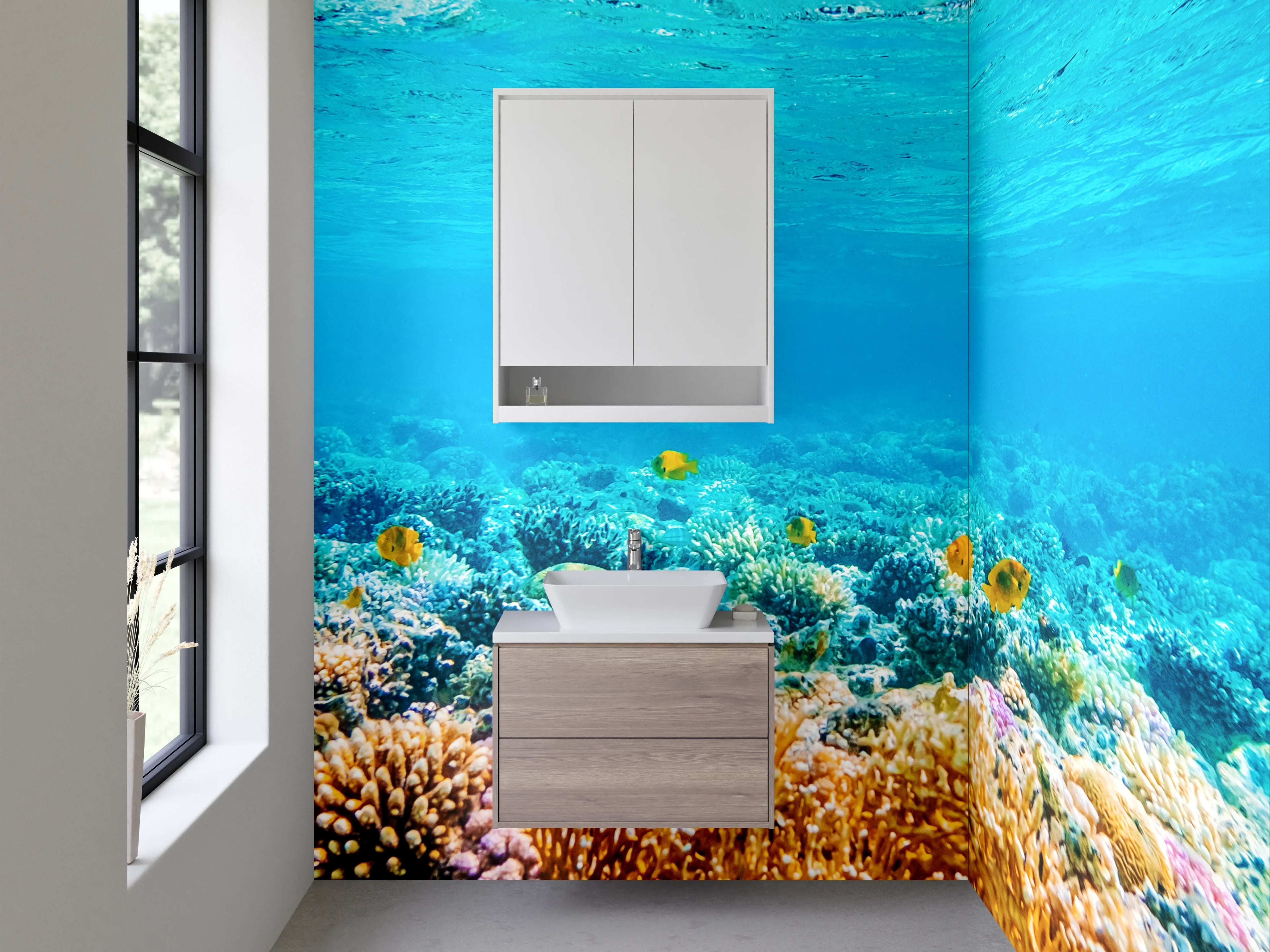 Waschbecken-Rückwand - Korallenriff Unterwasserwelt Panorama