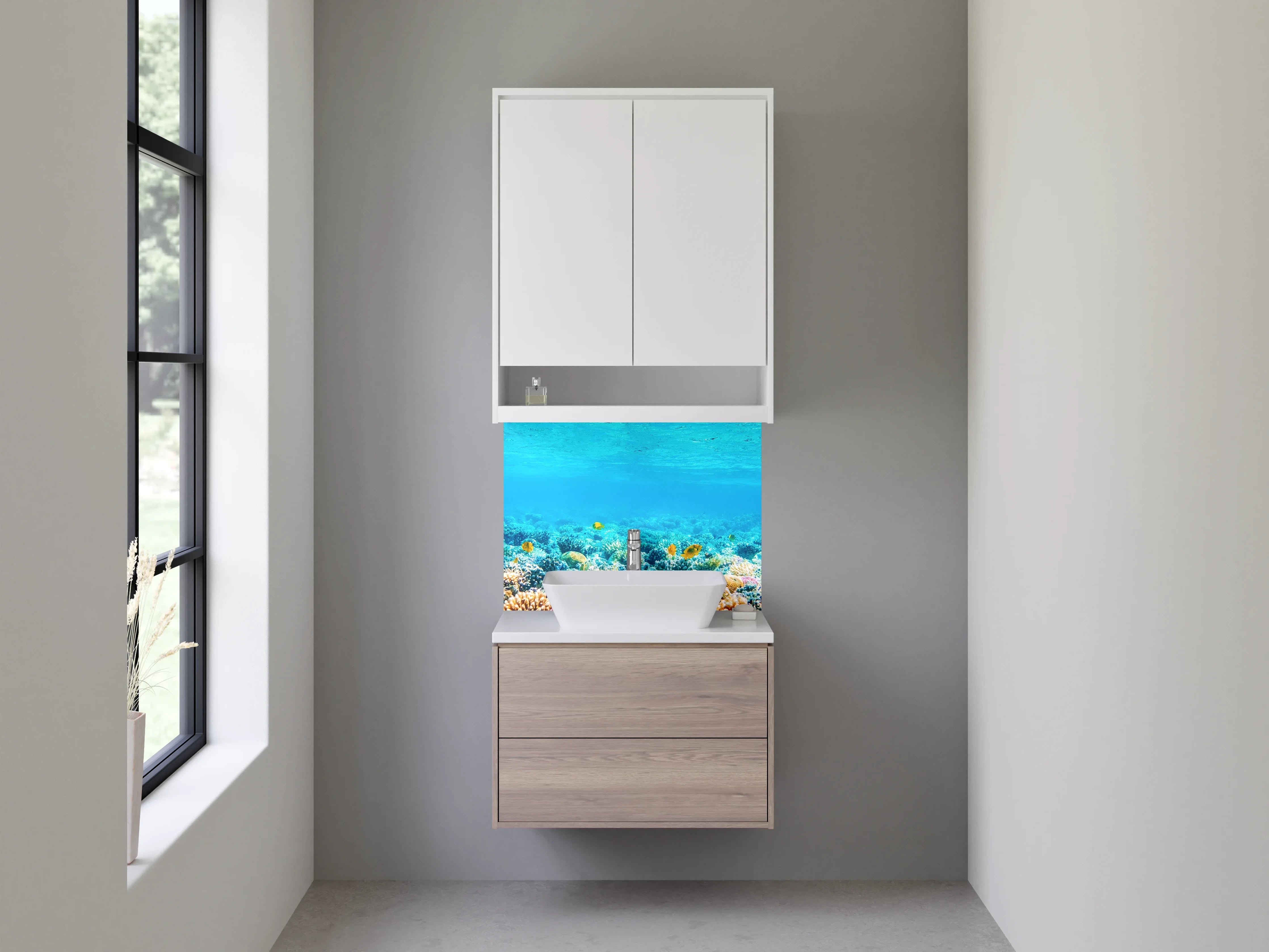 Waschbecken-Rückwand - Korallenriff Unterwasserwelt Panorama