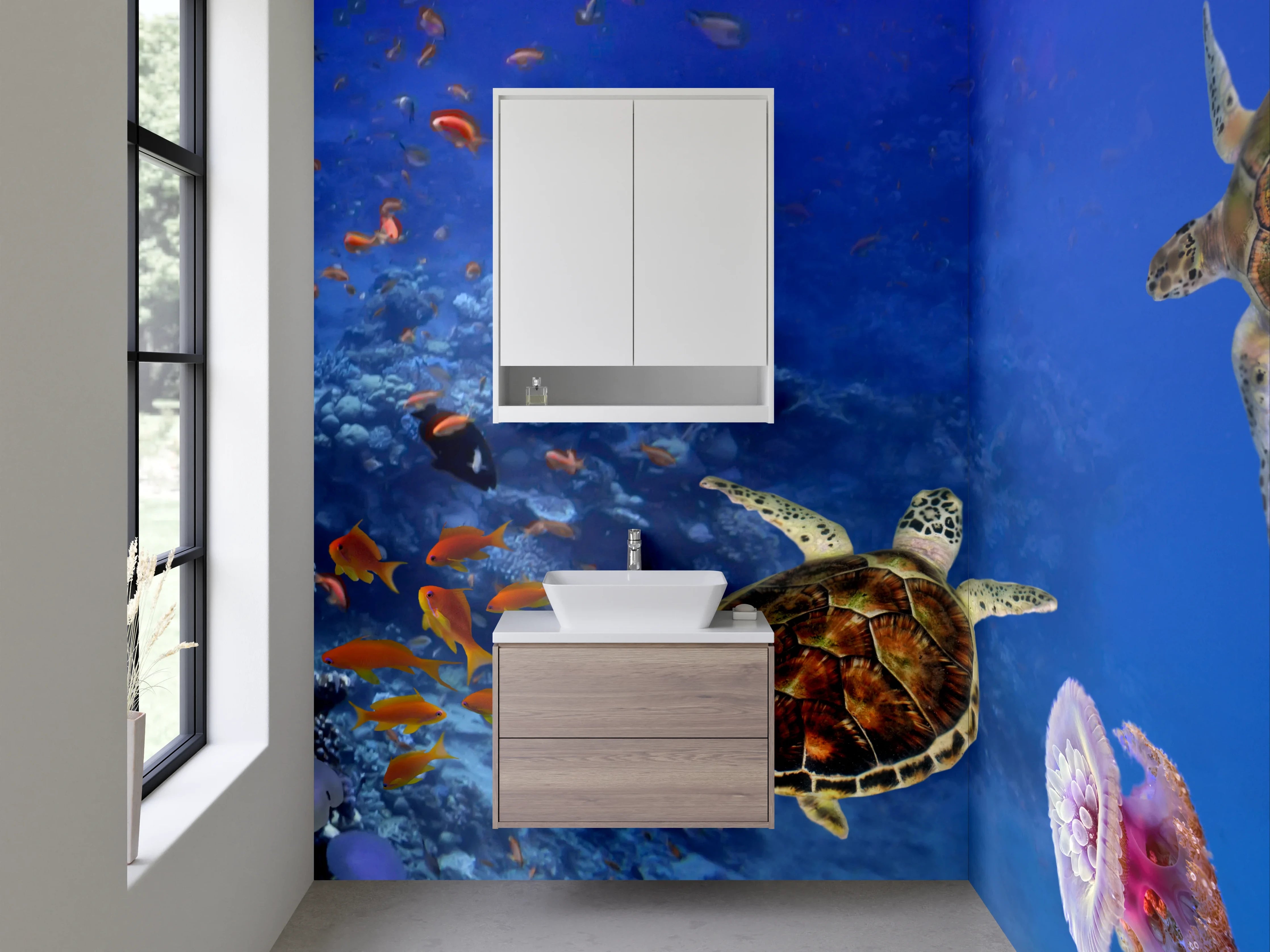 Waschbecken-Rückwand - Korallenriff Unterwasserwelt Wandbild