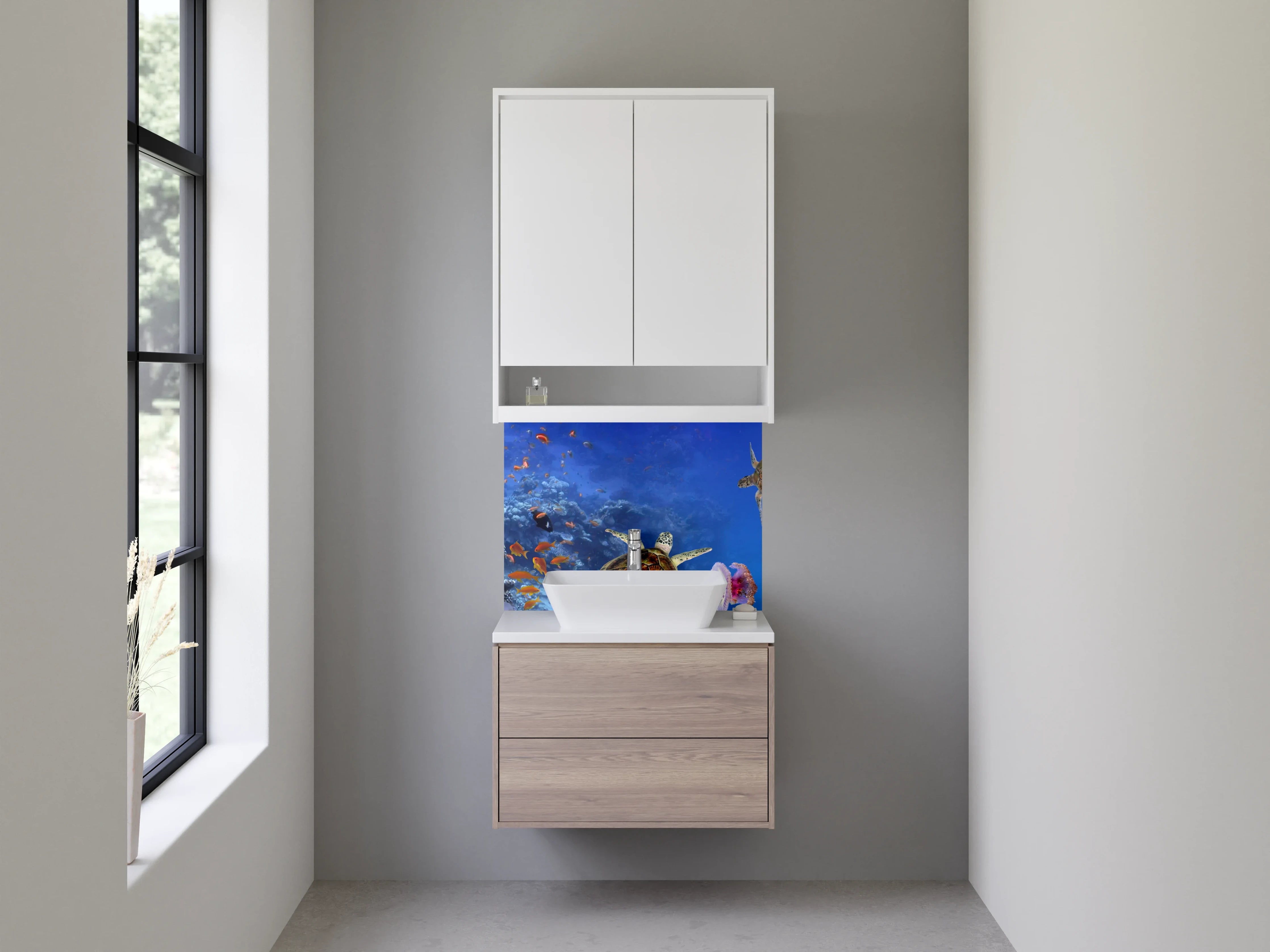 Waschbecken-Rückwand - Korallenriff Unterwasserwelt Wandbild