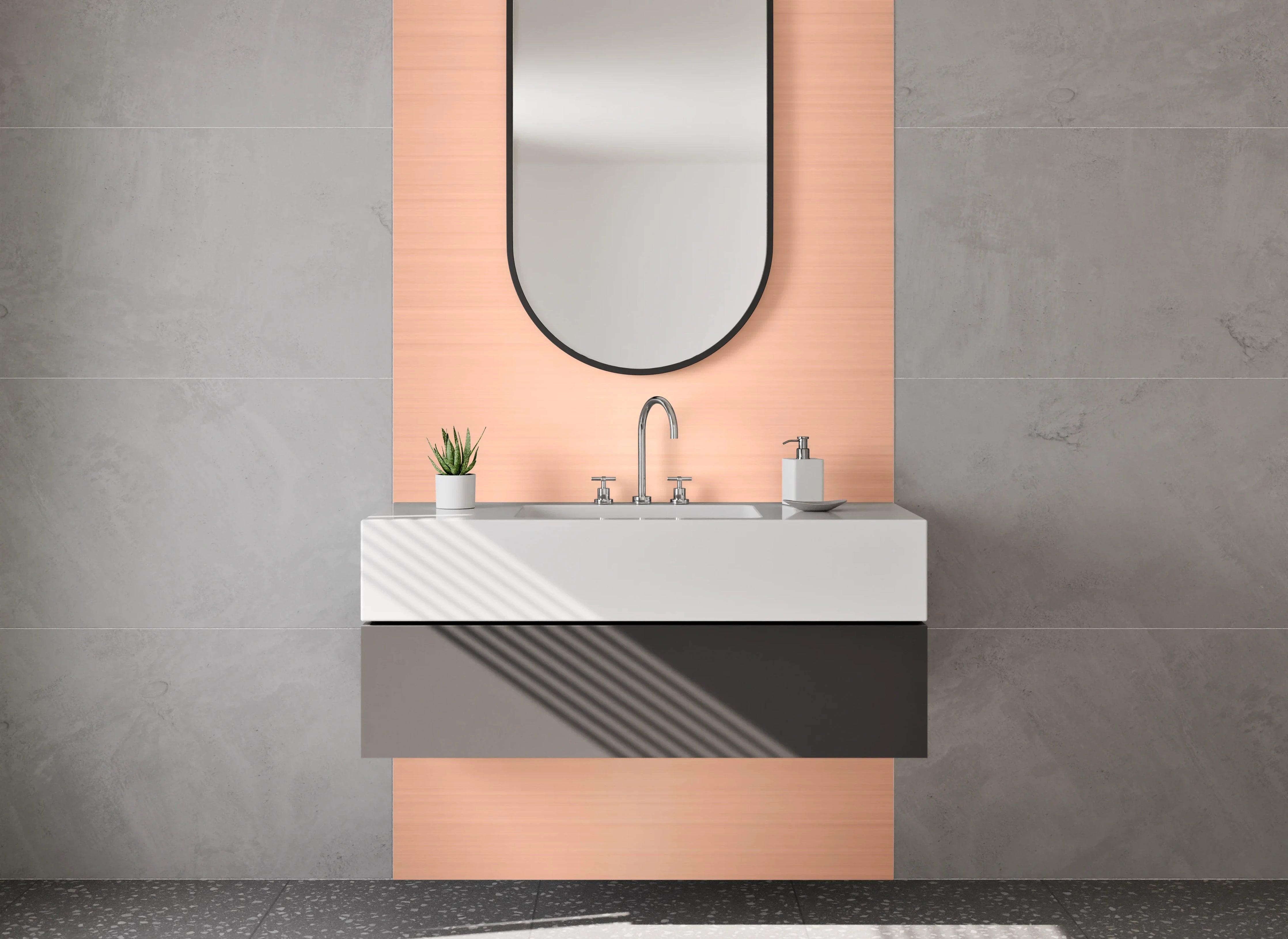 Waschbecken-Rückwand - Kupfer gebürstet Metalloptik Dekorfolie