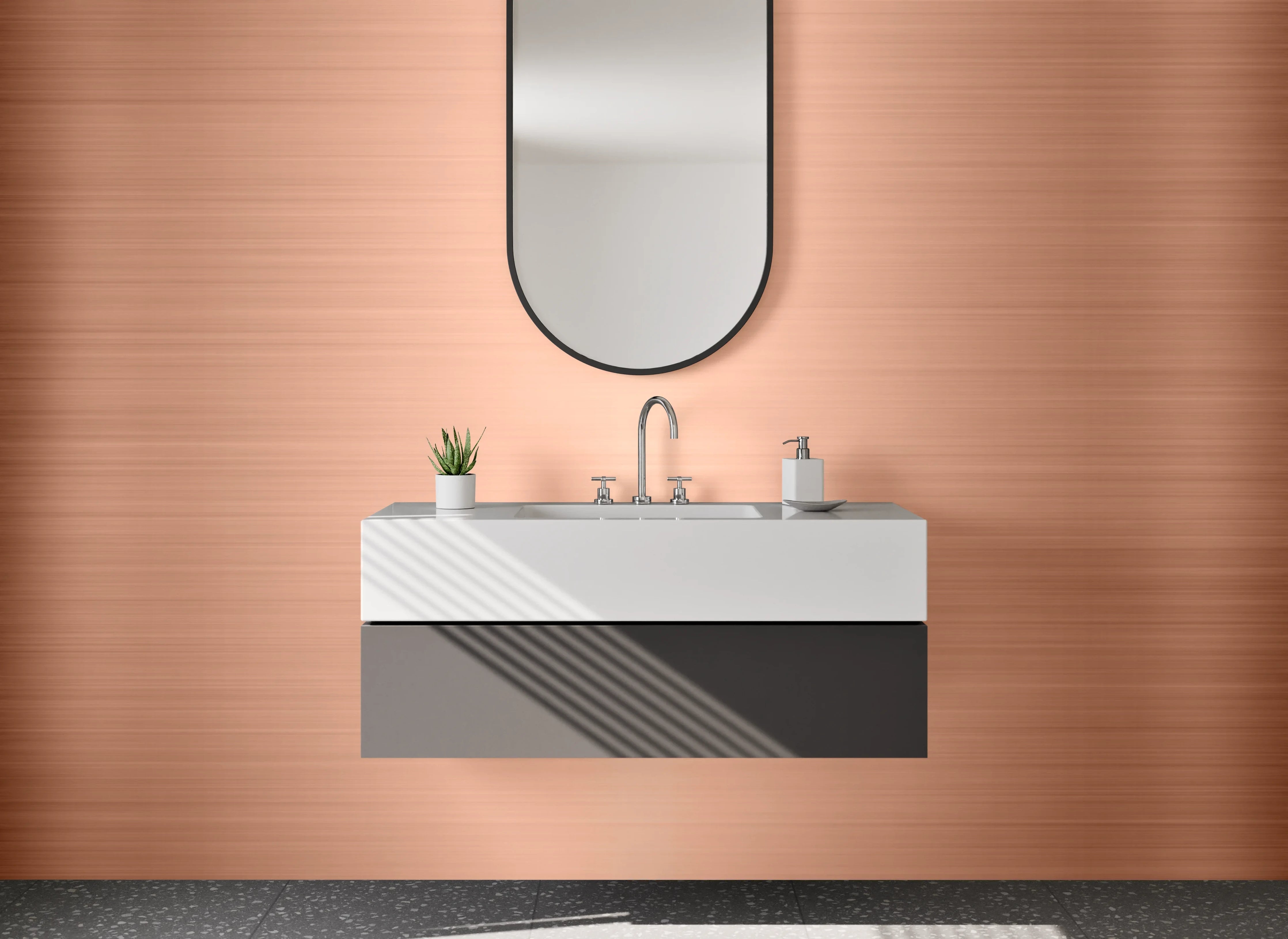 Waschbecken-Rückwand - Kupfer gebürstet Metalloptik Dekorfolie