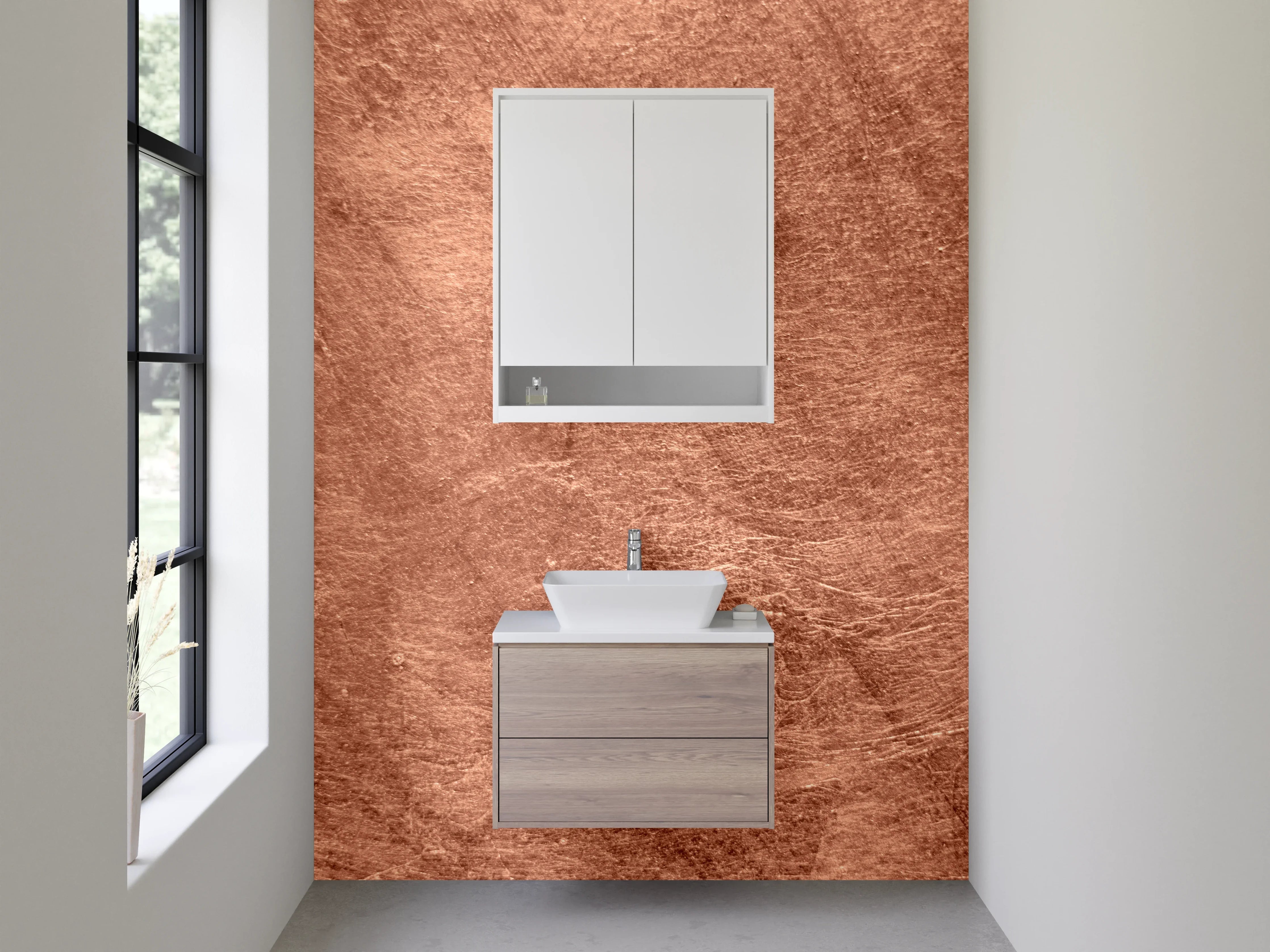 Waschbecken-Rückwand - Kupferartige Textur