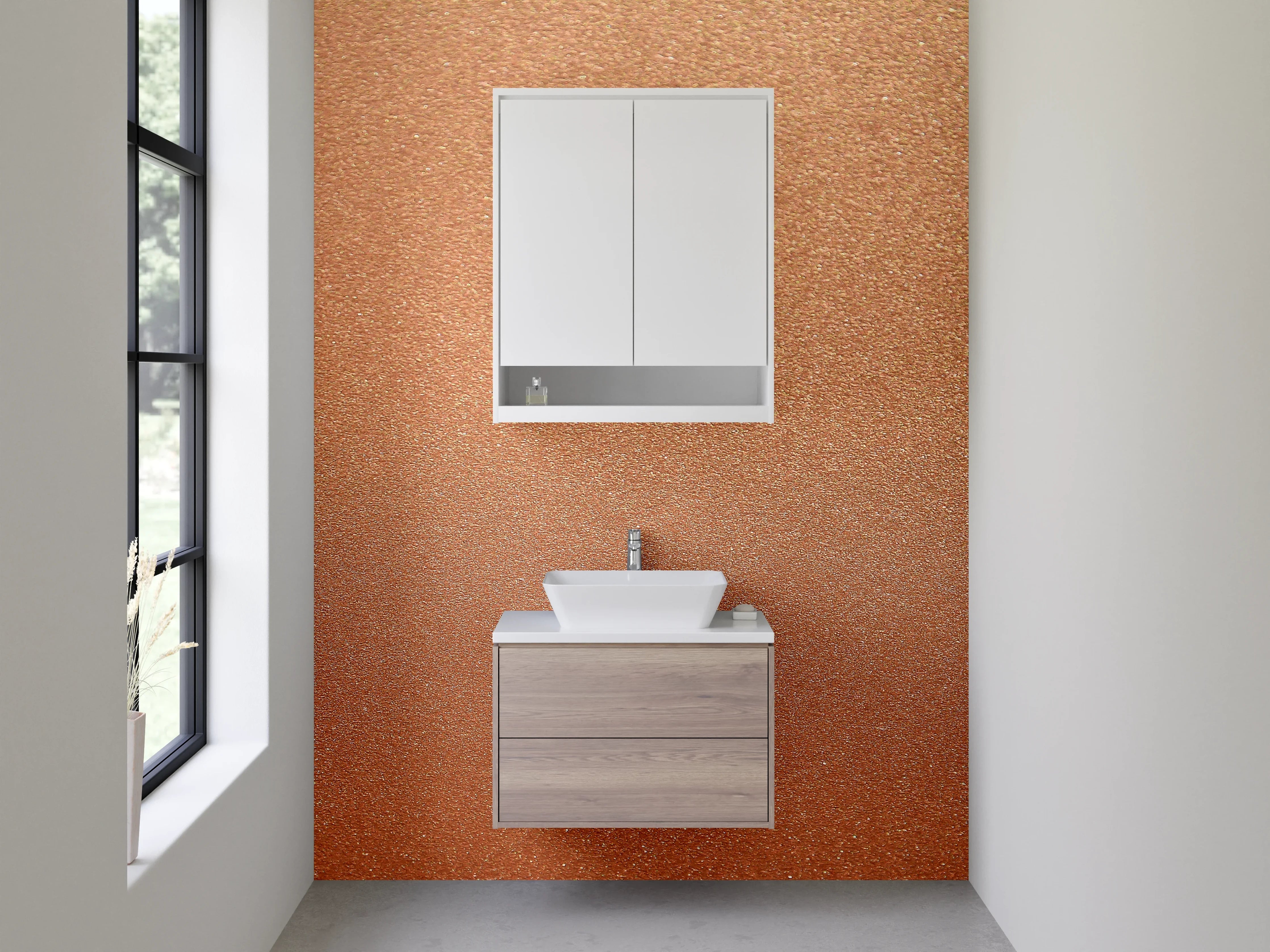 Waschbecken-Rückwand - Kupferfarbene Metall-Textur