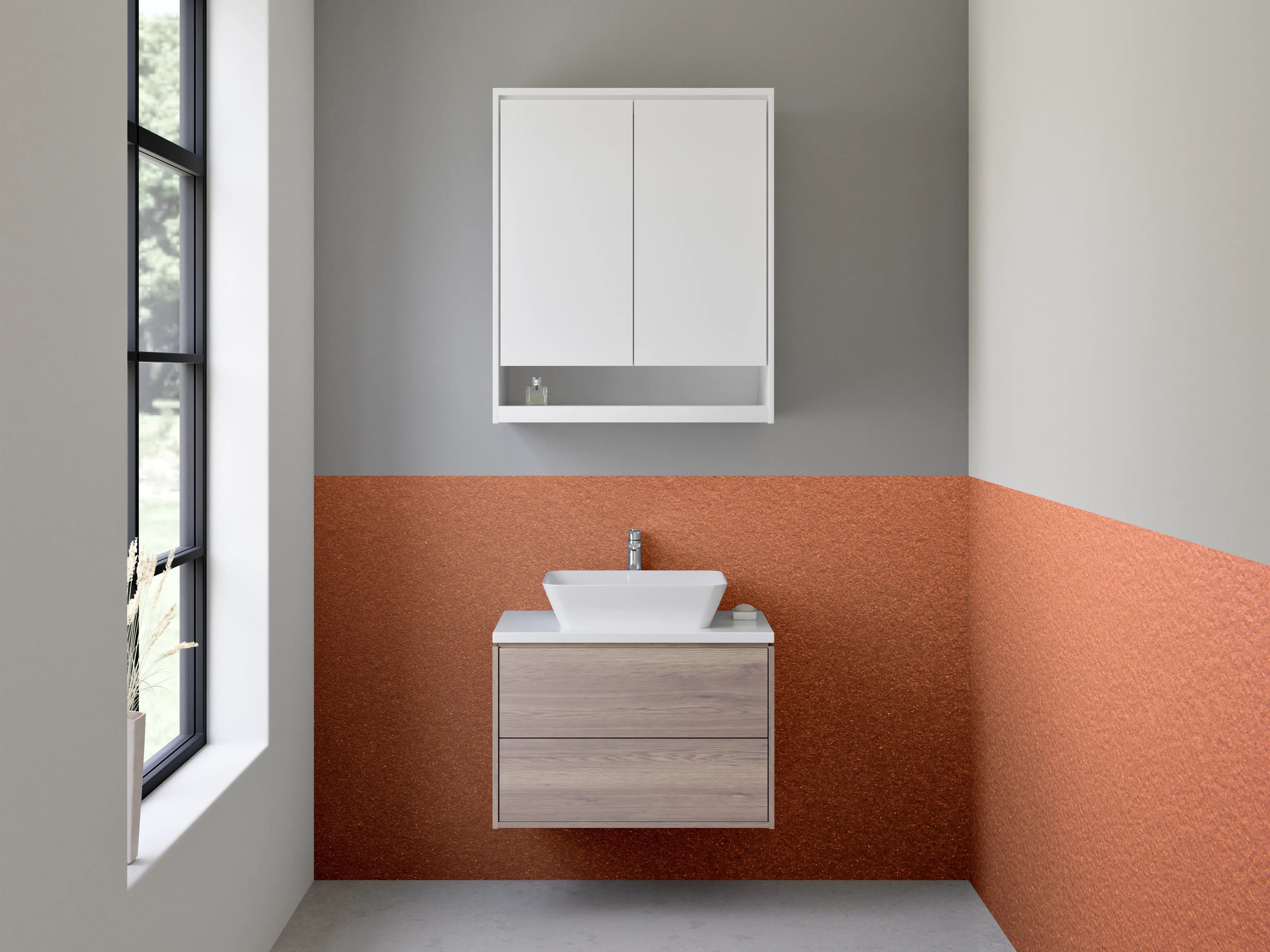 Waschbecken-Rückwand - Kupferfarbene Oberfläche modern