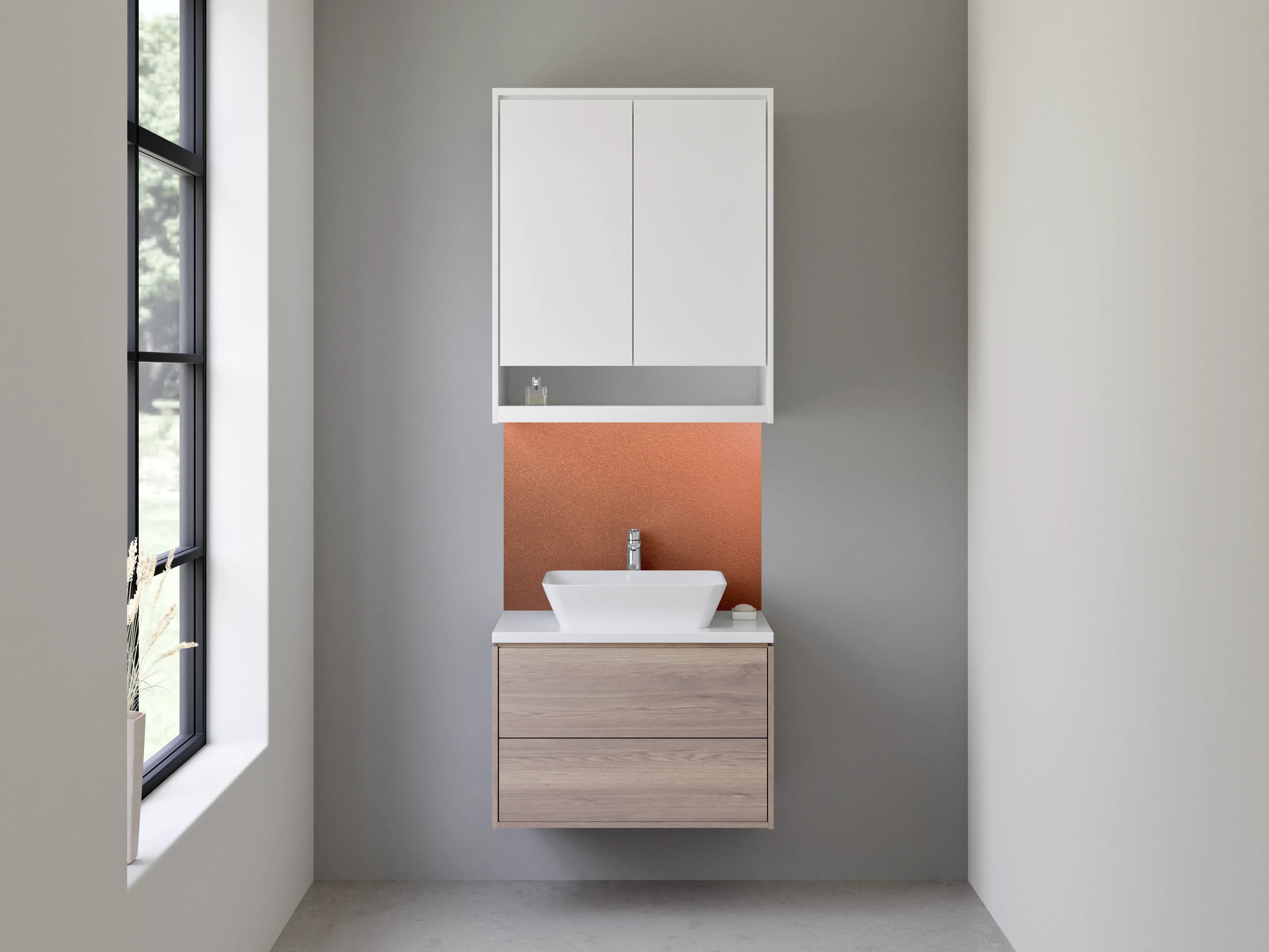 Waschbecken-Rückwand - Kupferfarbene Oberfläche modern