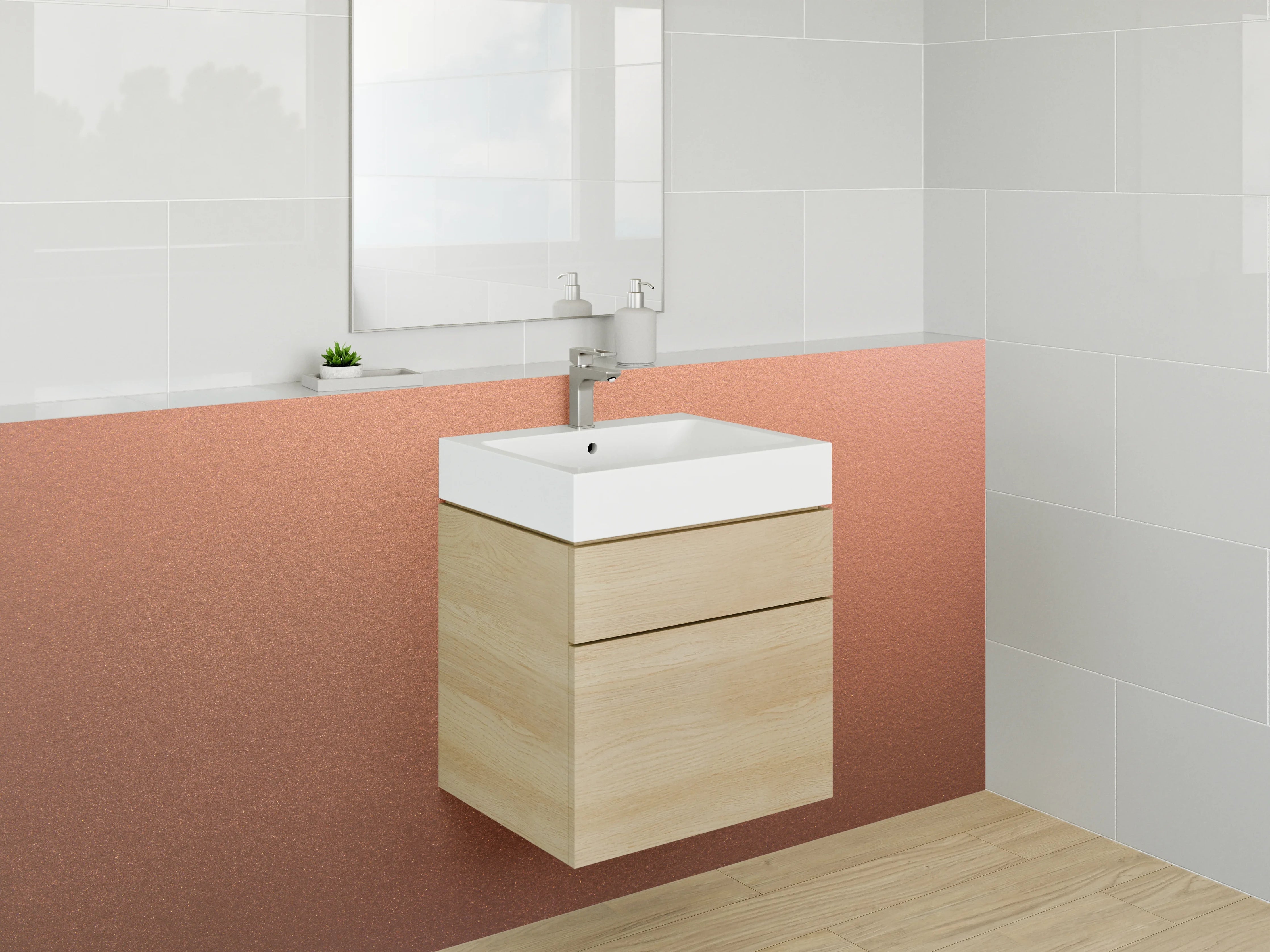 Waschbecken-Rückwand - Kupferfarbene Oberfläche modern