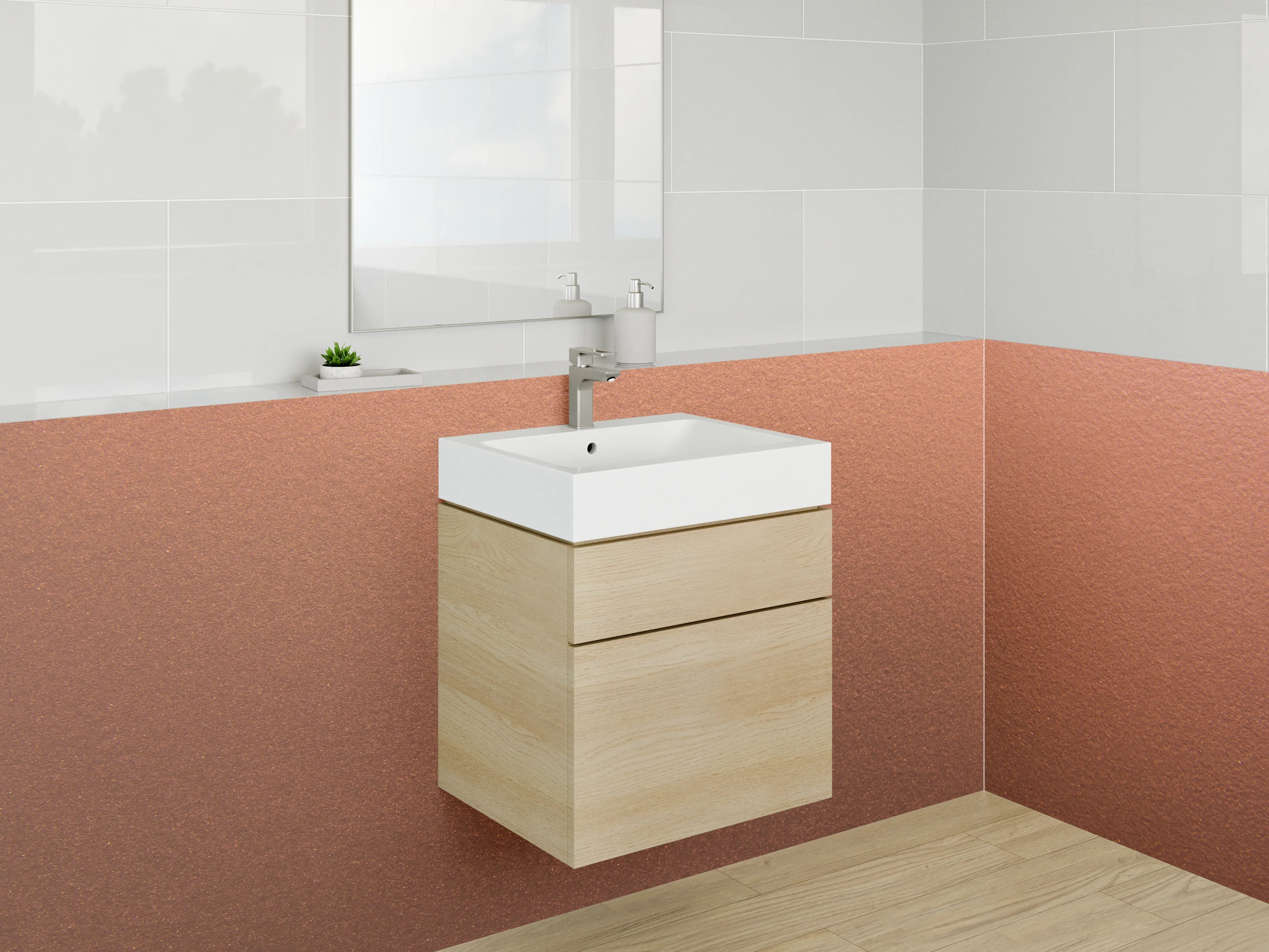 Waschbecken-Rückwand - Kupferfarbene Oberfläche modern