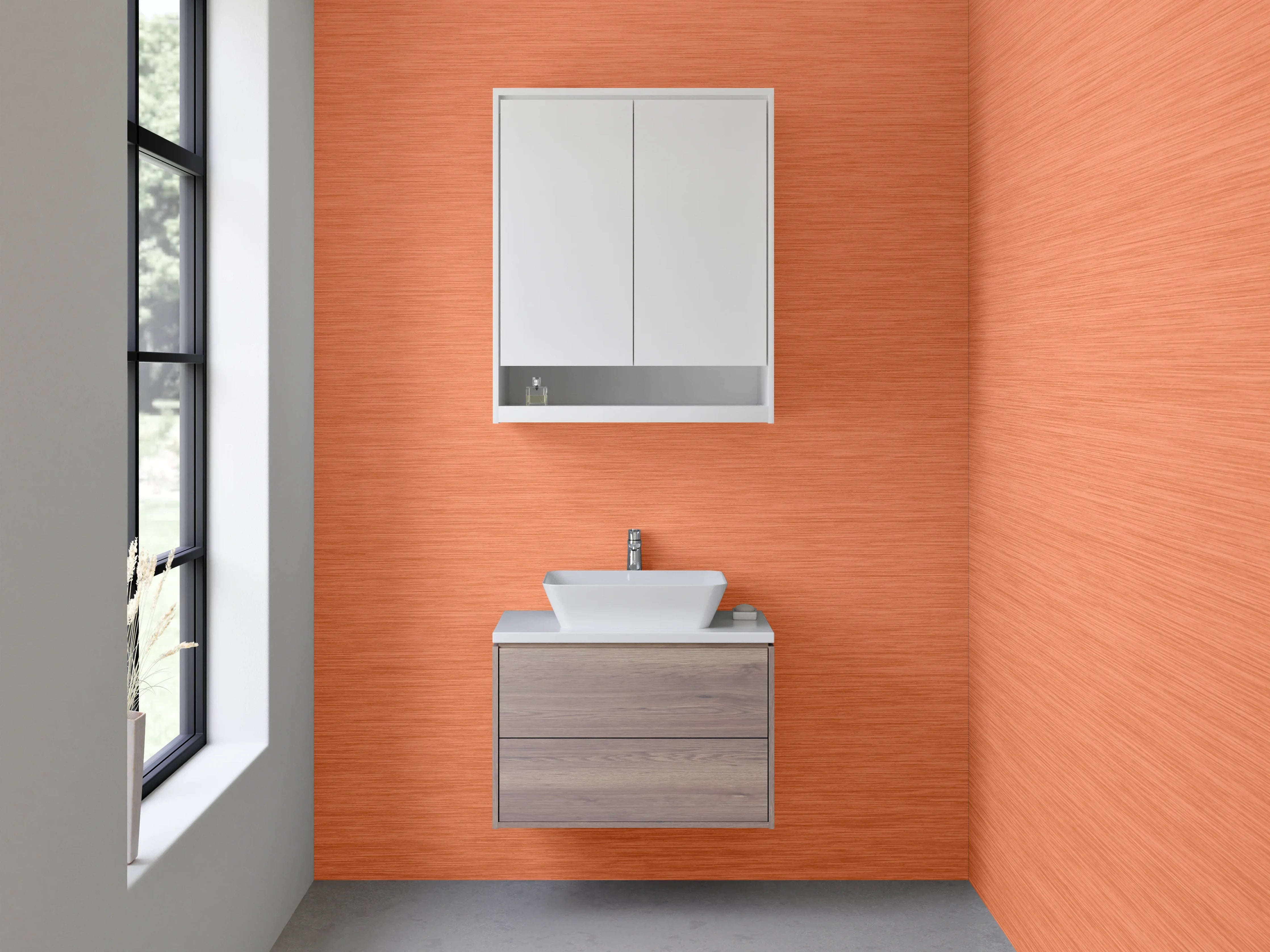 Waschbecken-Rückwand - Kupferfarbener Uni-Look modern