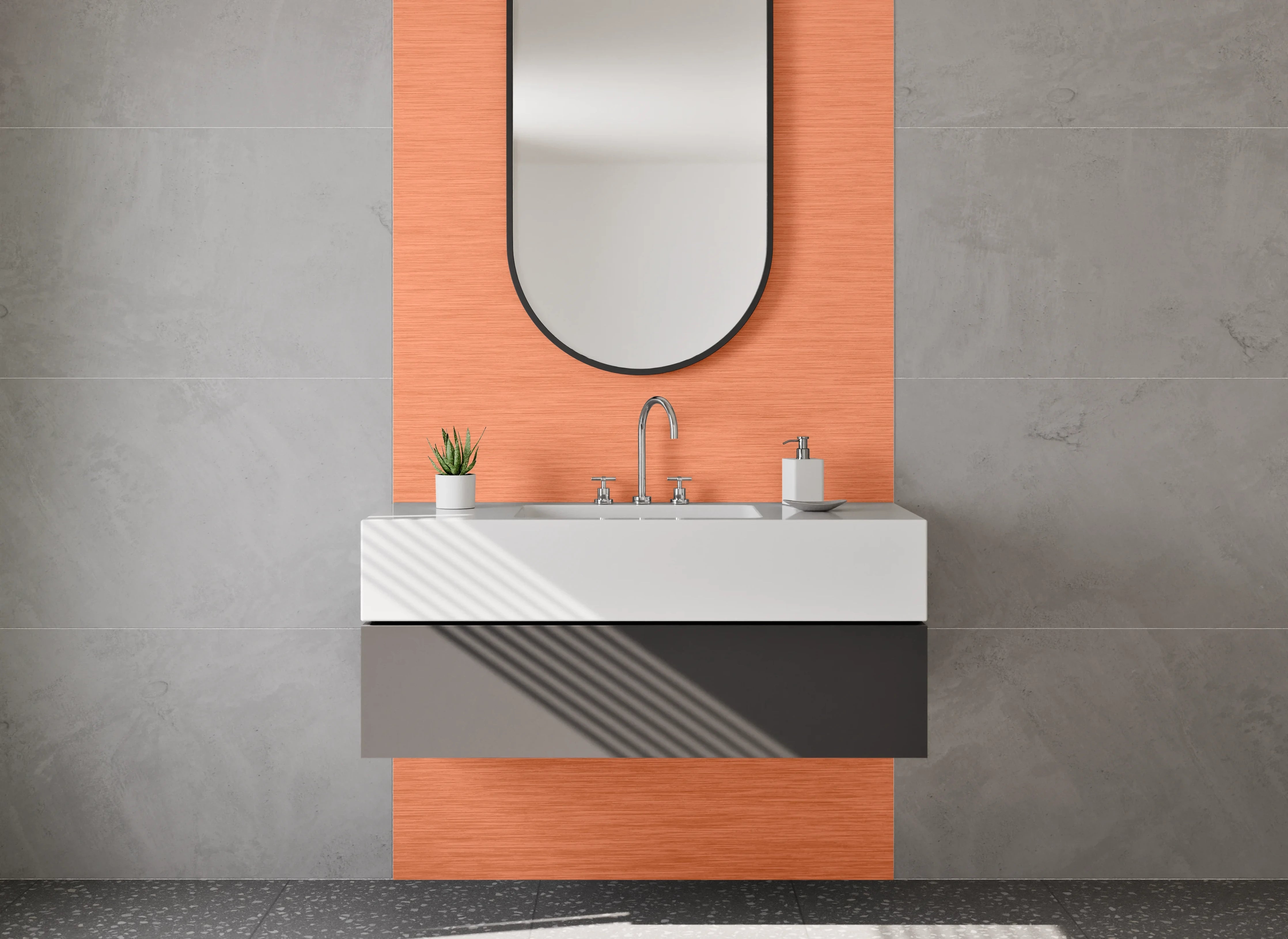 Waschbecken-Rückwand - Kupferfarbener Uni-Look modern