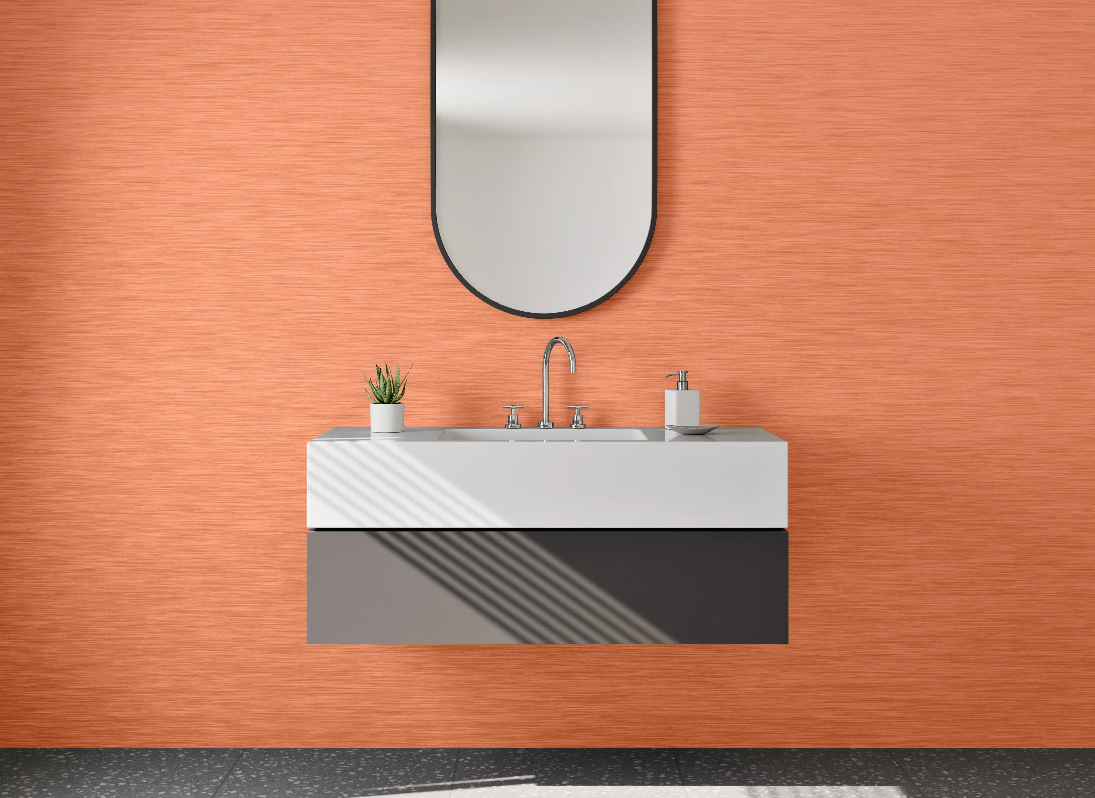 Waschbecken-Rückwand - Kupferfarbener Uni-Look modern