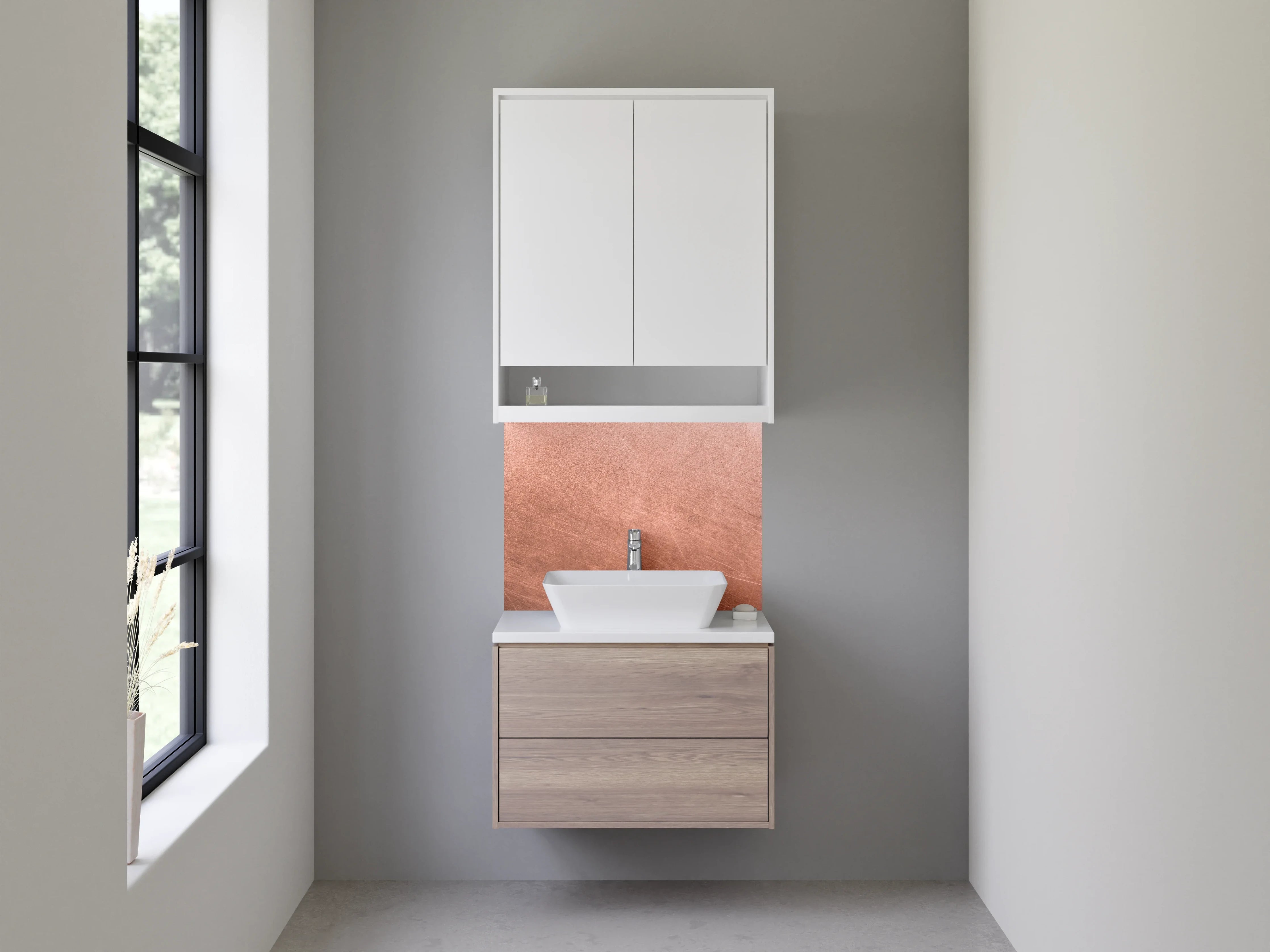 Waschbecken-Rückwand - Kupferoptik Oberfläche gebürstet