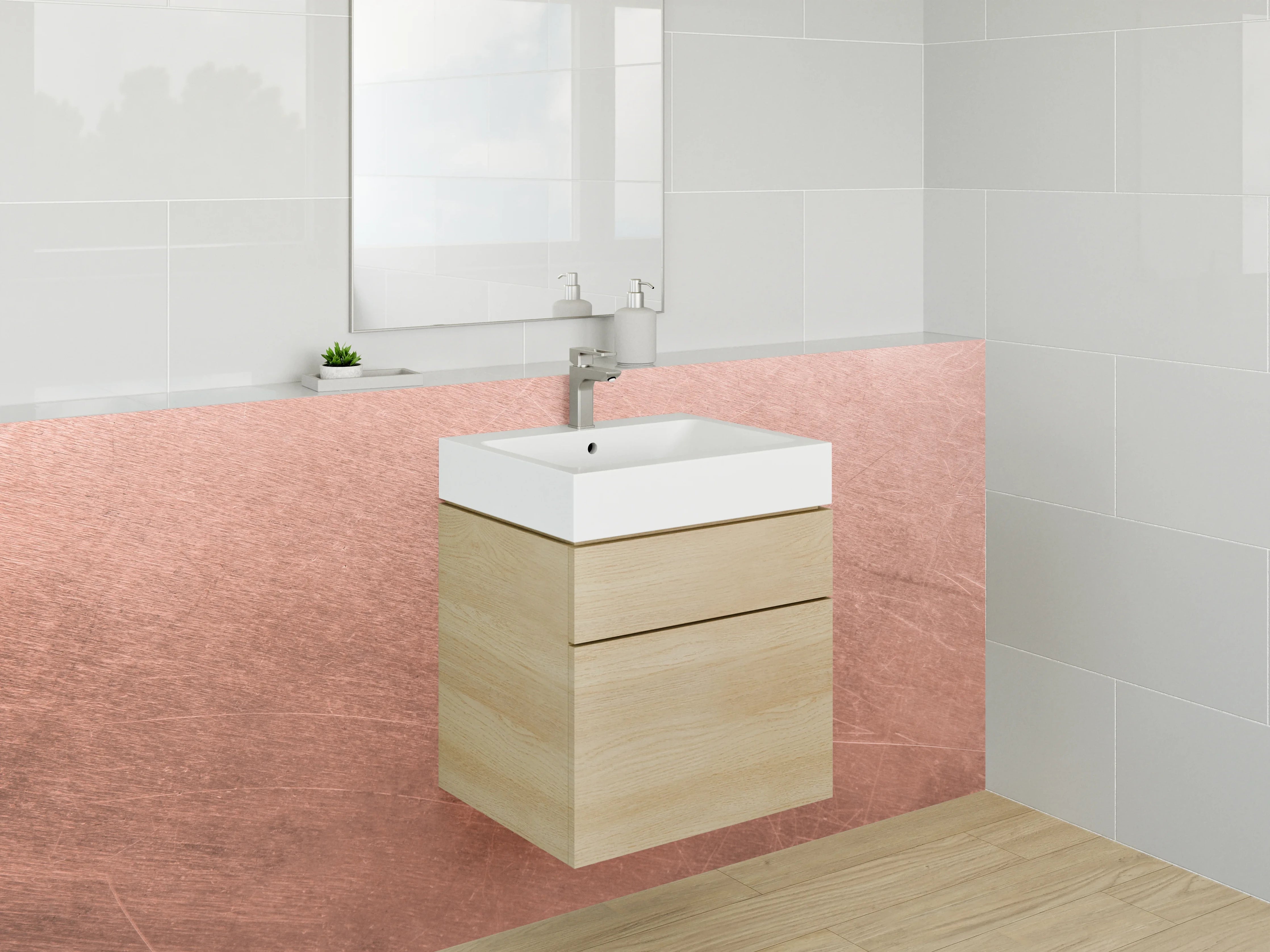 Waschbecken-Rückwand - Kupferoptik Oberfläche gebürstet