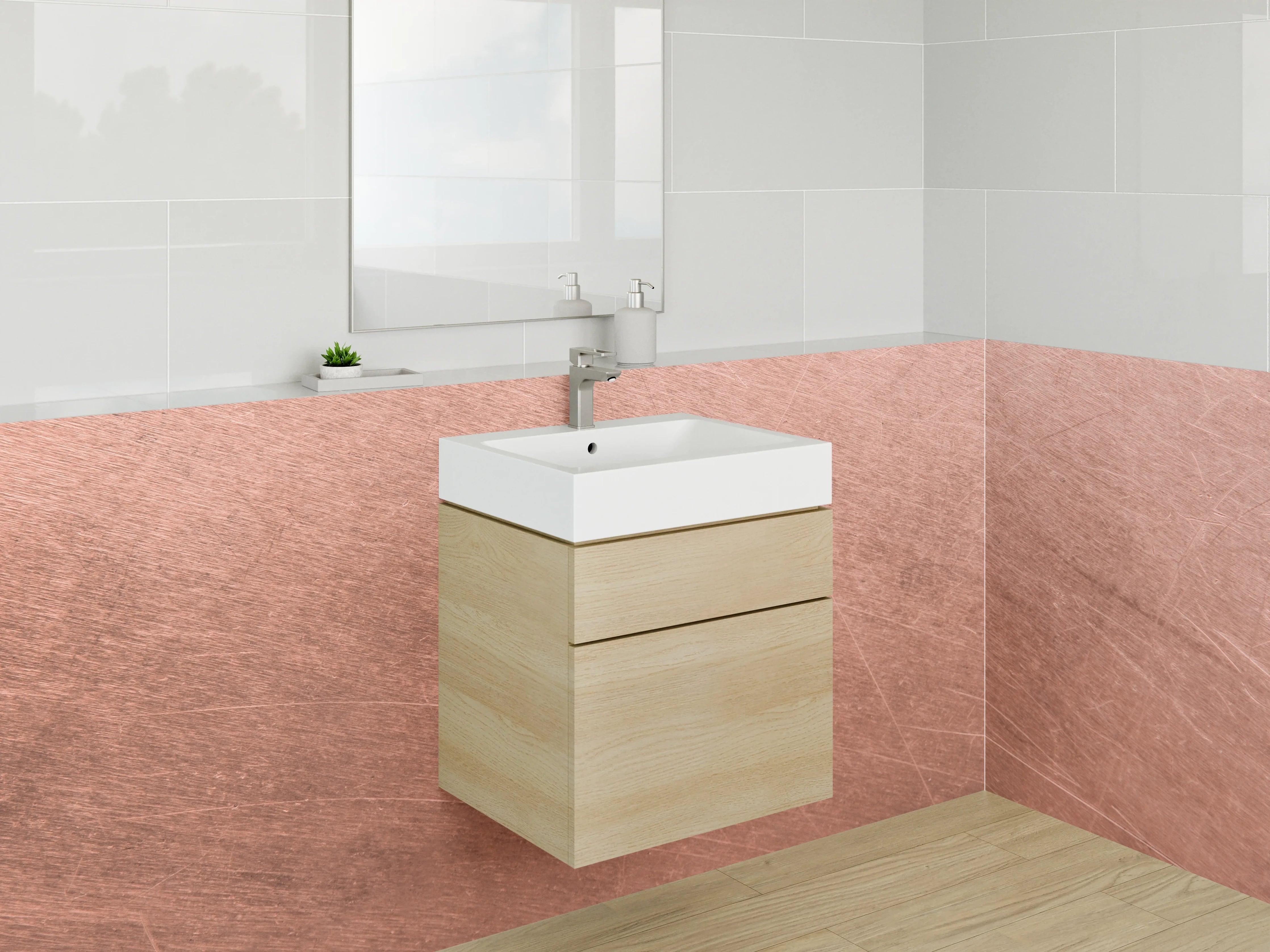 Waschbecken-Rückwand - Kupferoptik Oberfläche gebürstet