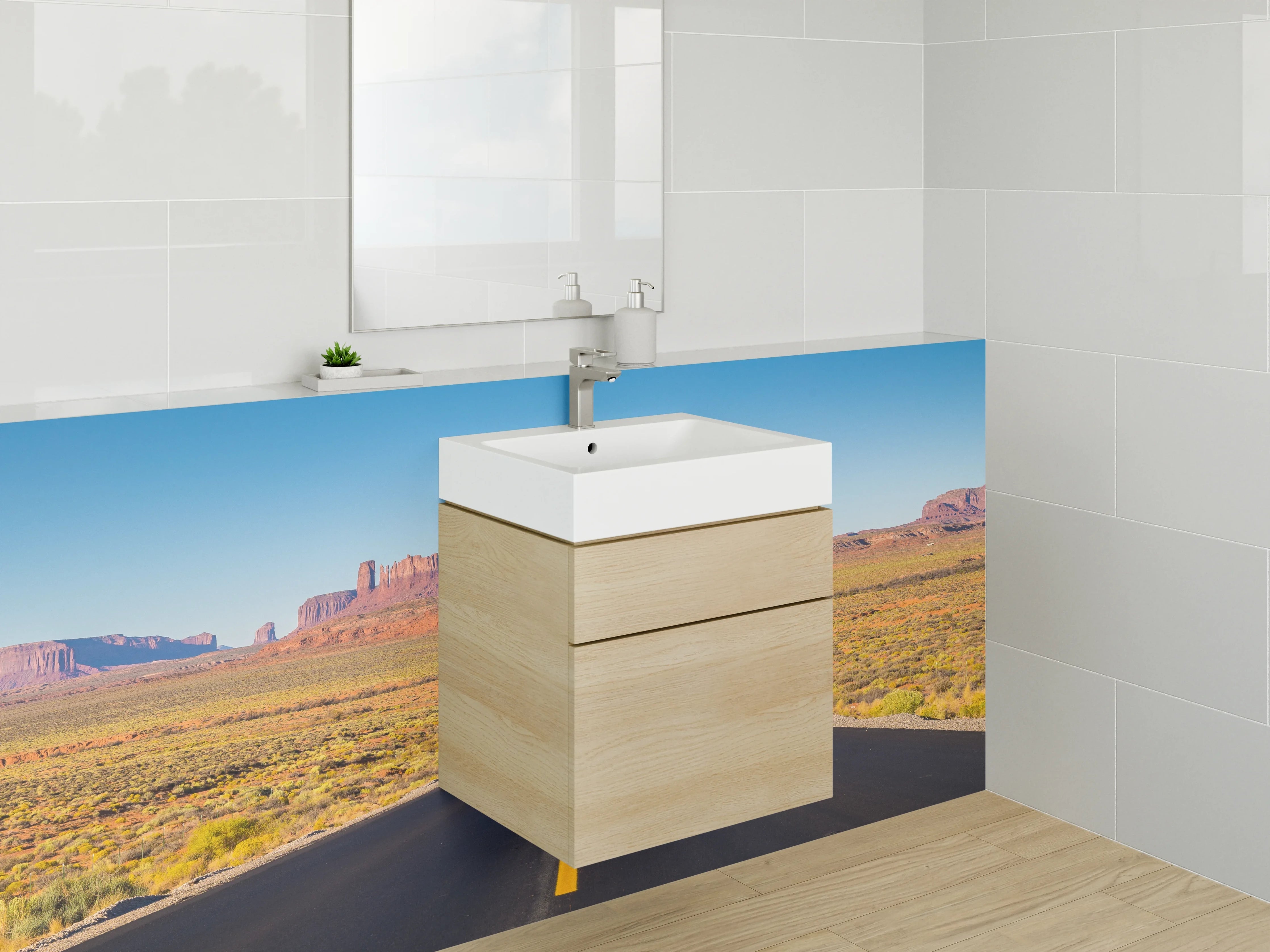 Waschbecken-Rückwand - Lange Straße im Monument Valley