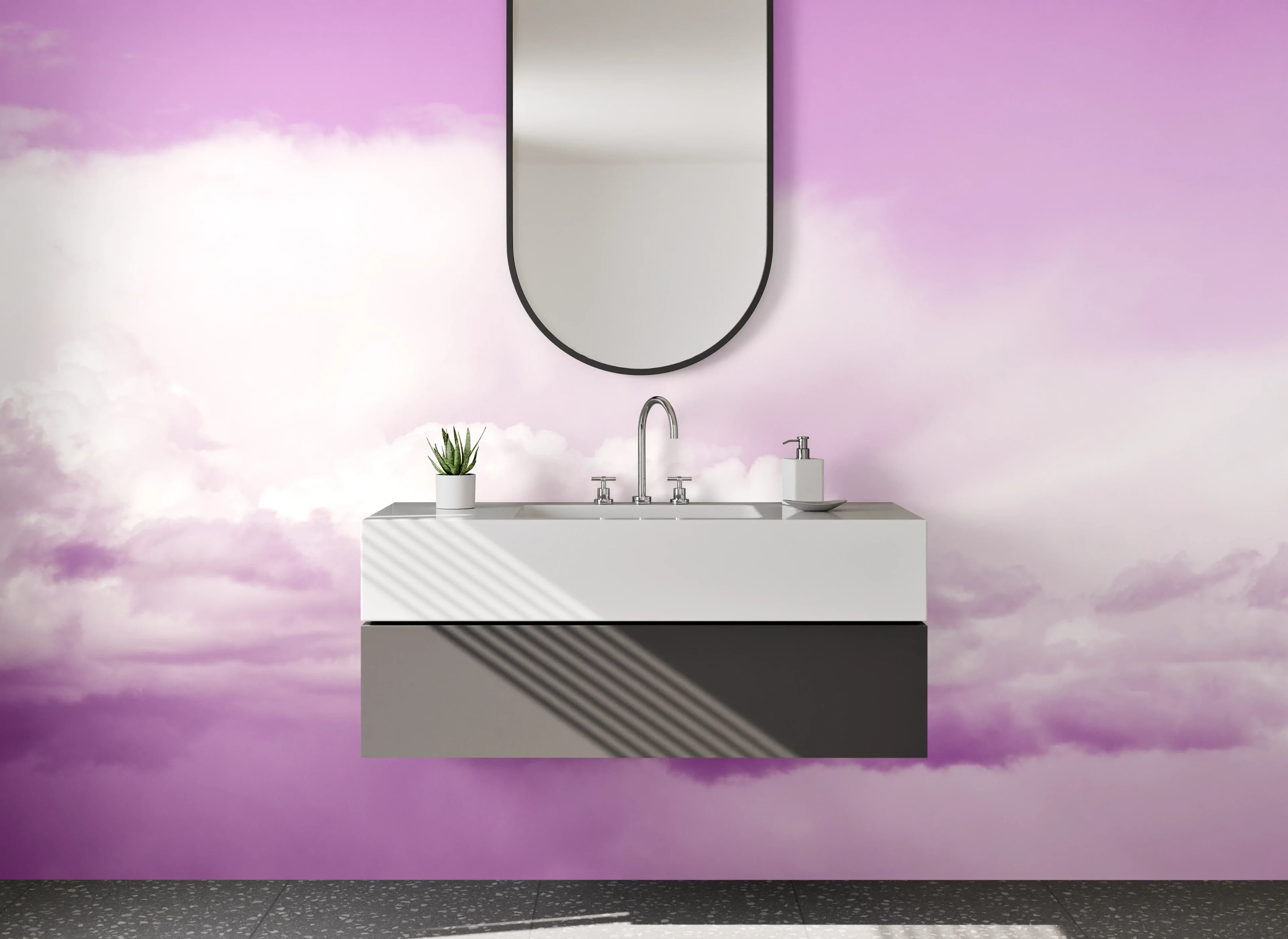 Waschbecken-Rückwand - Lila Wolkenhimmel Kunst Fotodruck