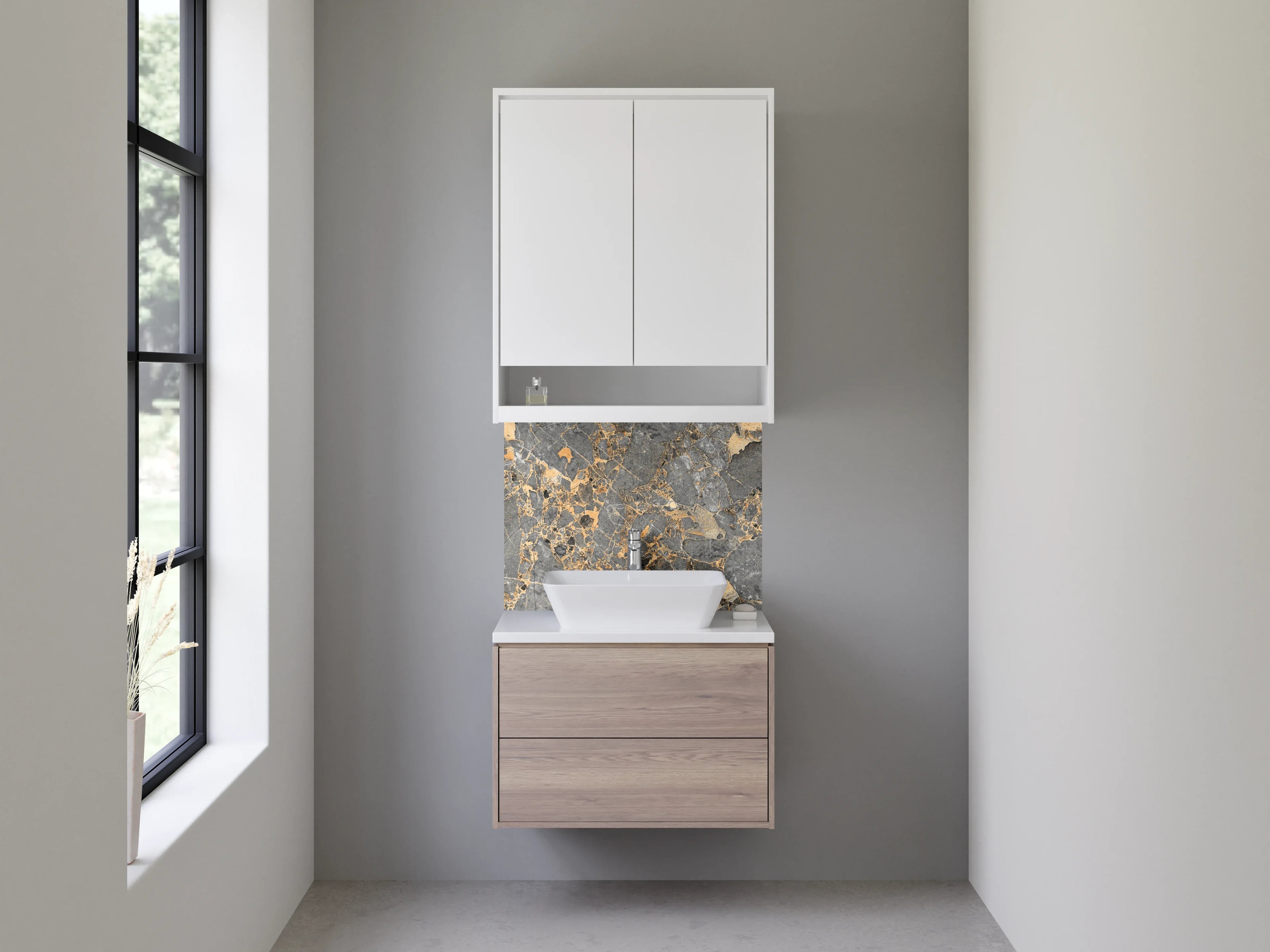 Waschbecken-Rückwand - Luxuriöse graue Marmordekor Wandplatte