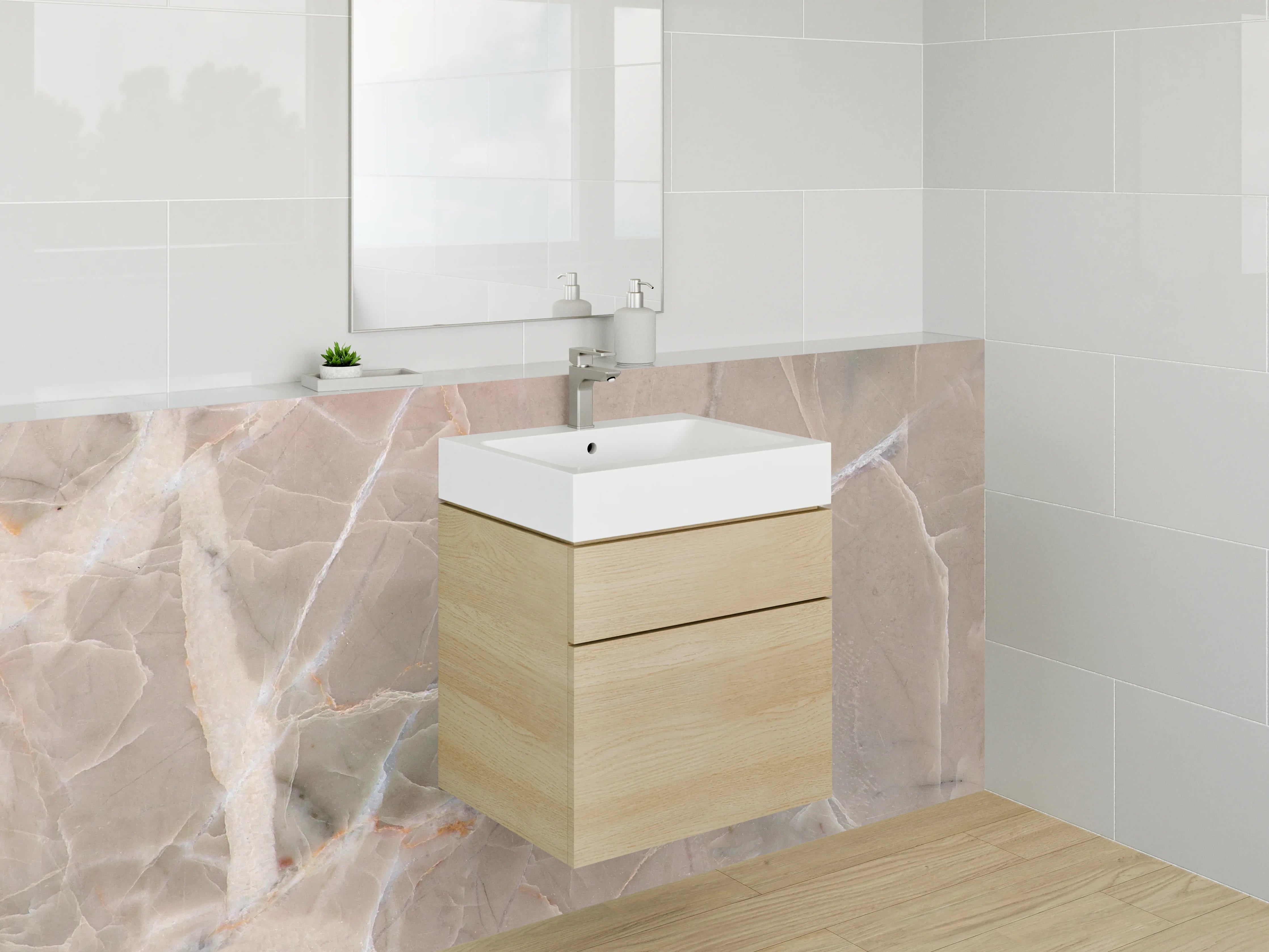 Waschbecken-Rückwand - Luxuriöses beiges Marmor-Design