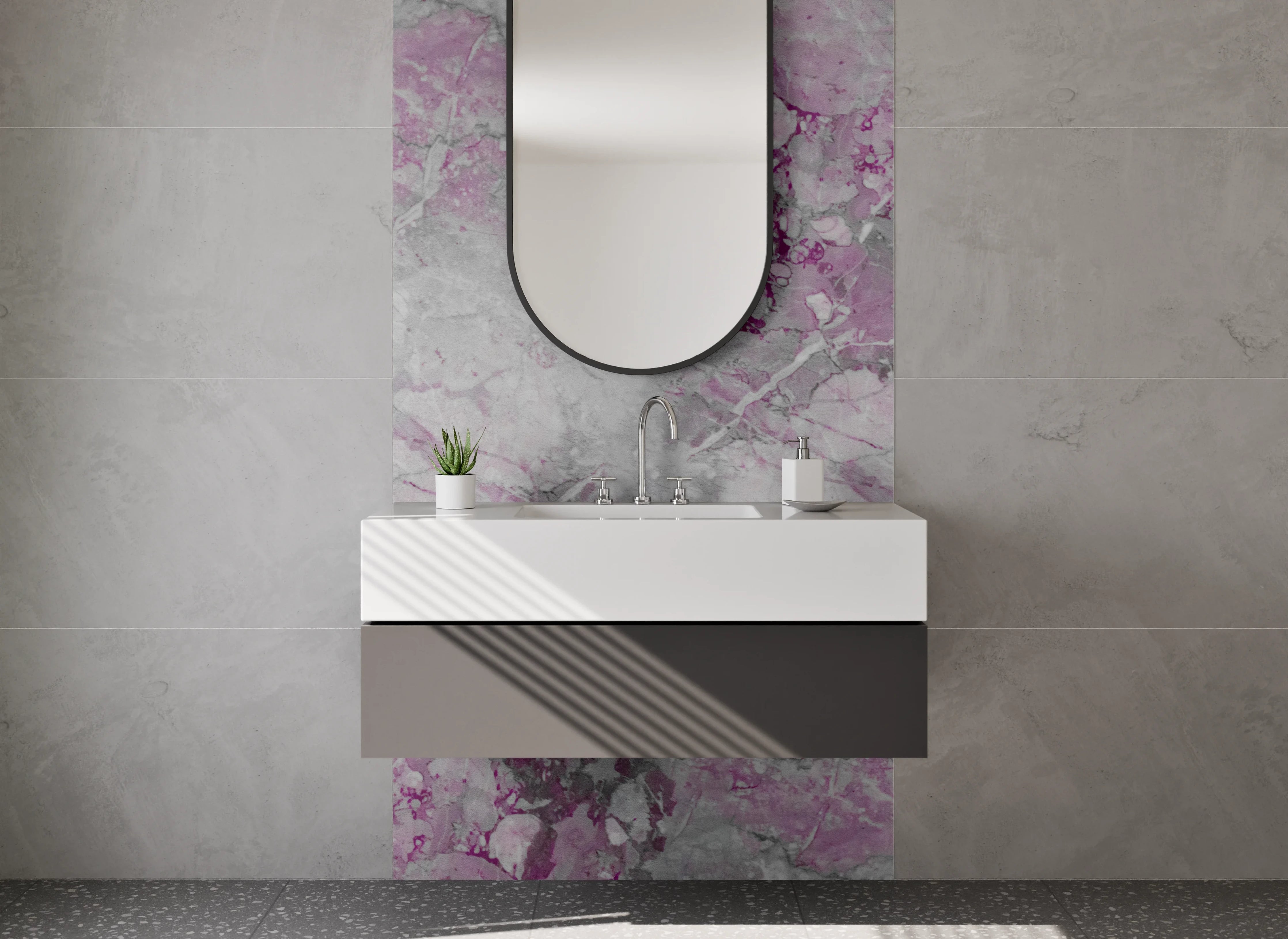 Waschbecken-Rückwand - Luxus-Weiße Marmor-Textur mit Grauakzenten