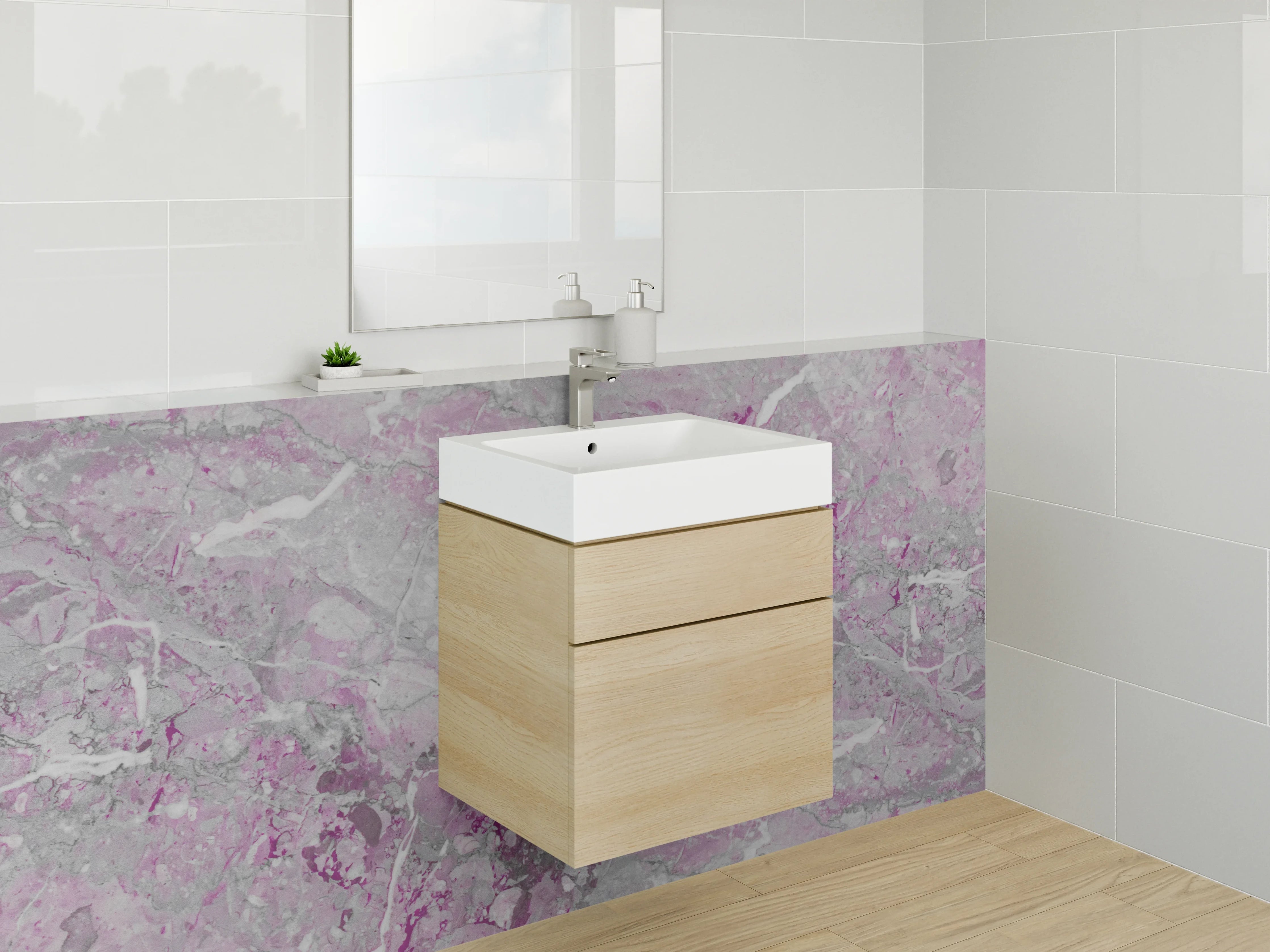 Waschbecken-Rückwand - Luxus-Weiße Marmor-Textur mit Grauakzenten