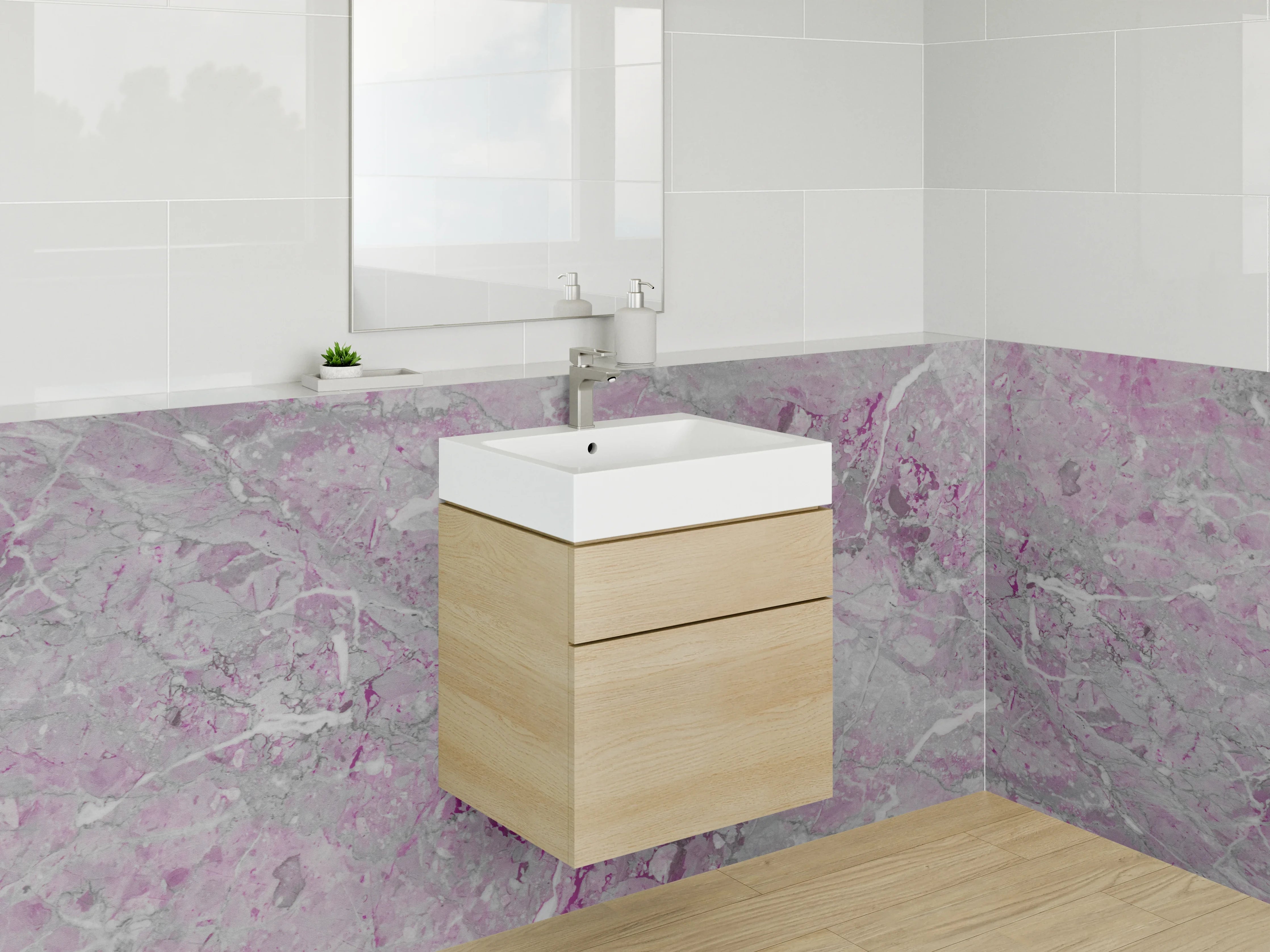 Waschbecken-Rückwand - Luxus-Weiße Marmor-Textur mit Grauakzenten