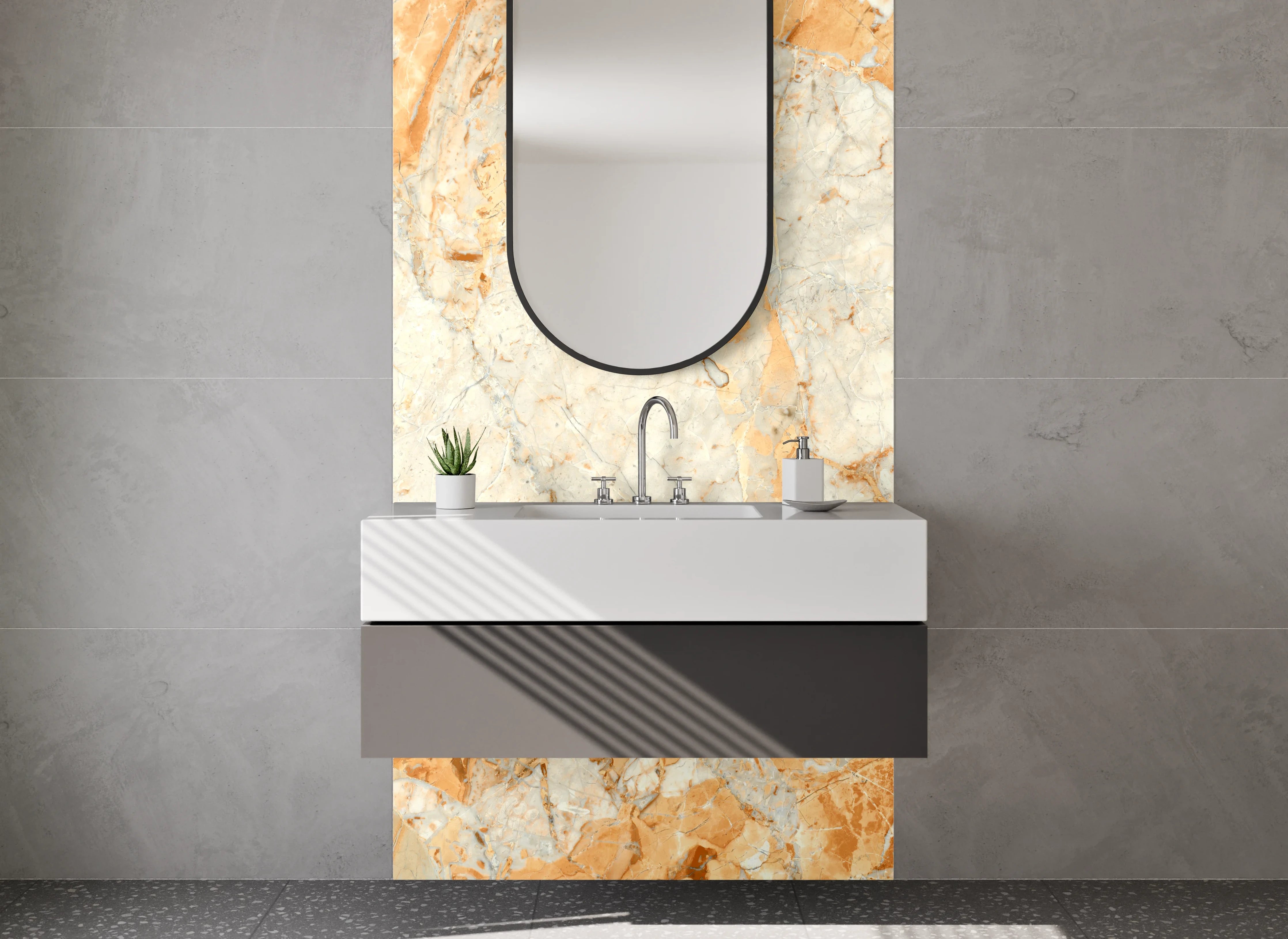 Waschbecken-Rückwand - Luxus-Weiße Marmor-Textur mit goldene Akzenten