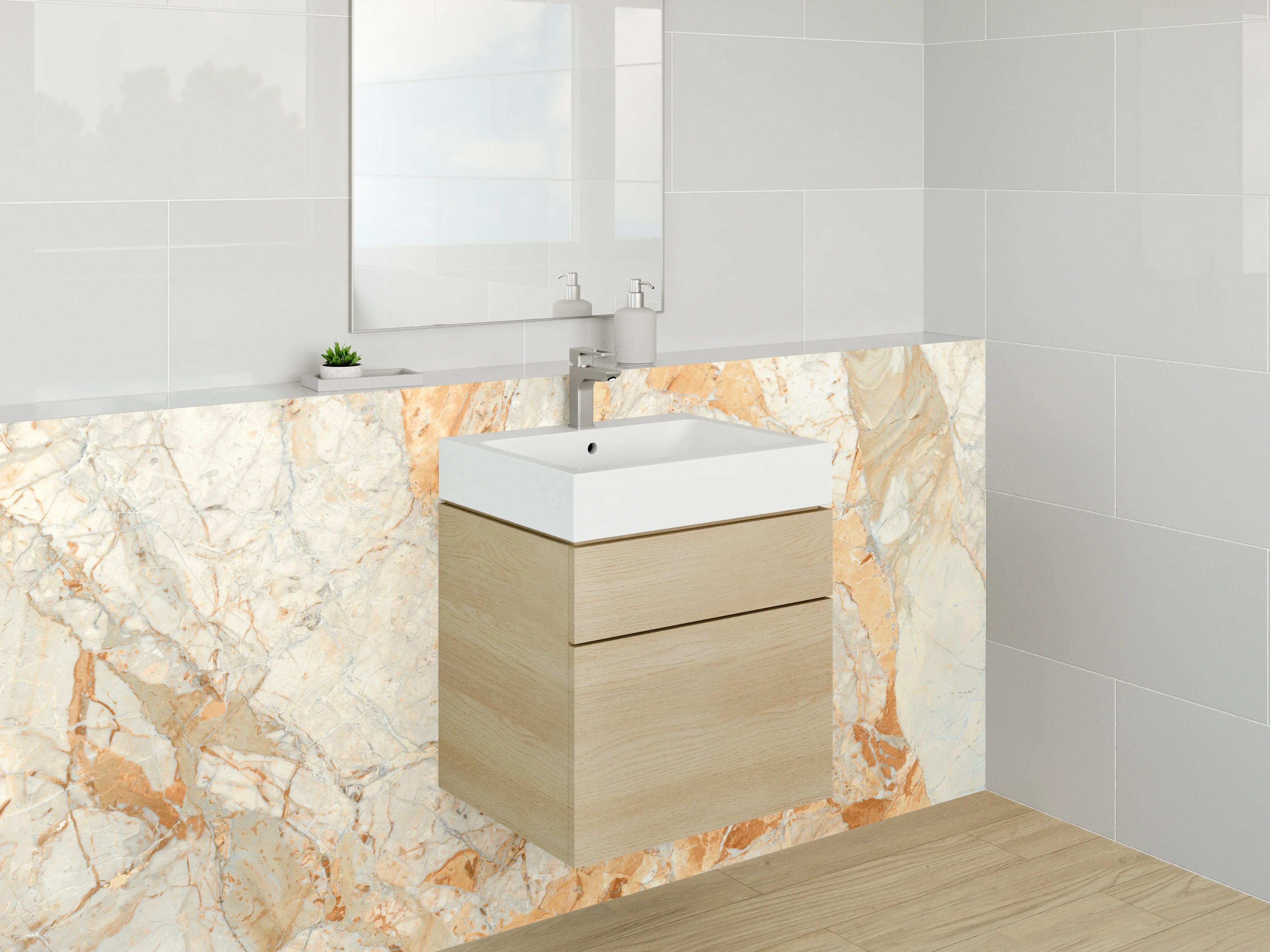 Waschbecken-Rückwand - Luxus-Weiße Marmor-Textur mit goldene Akzenten