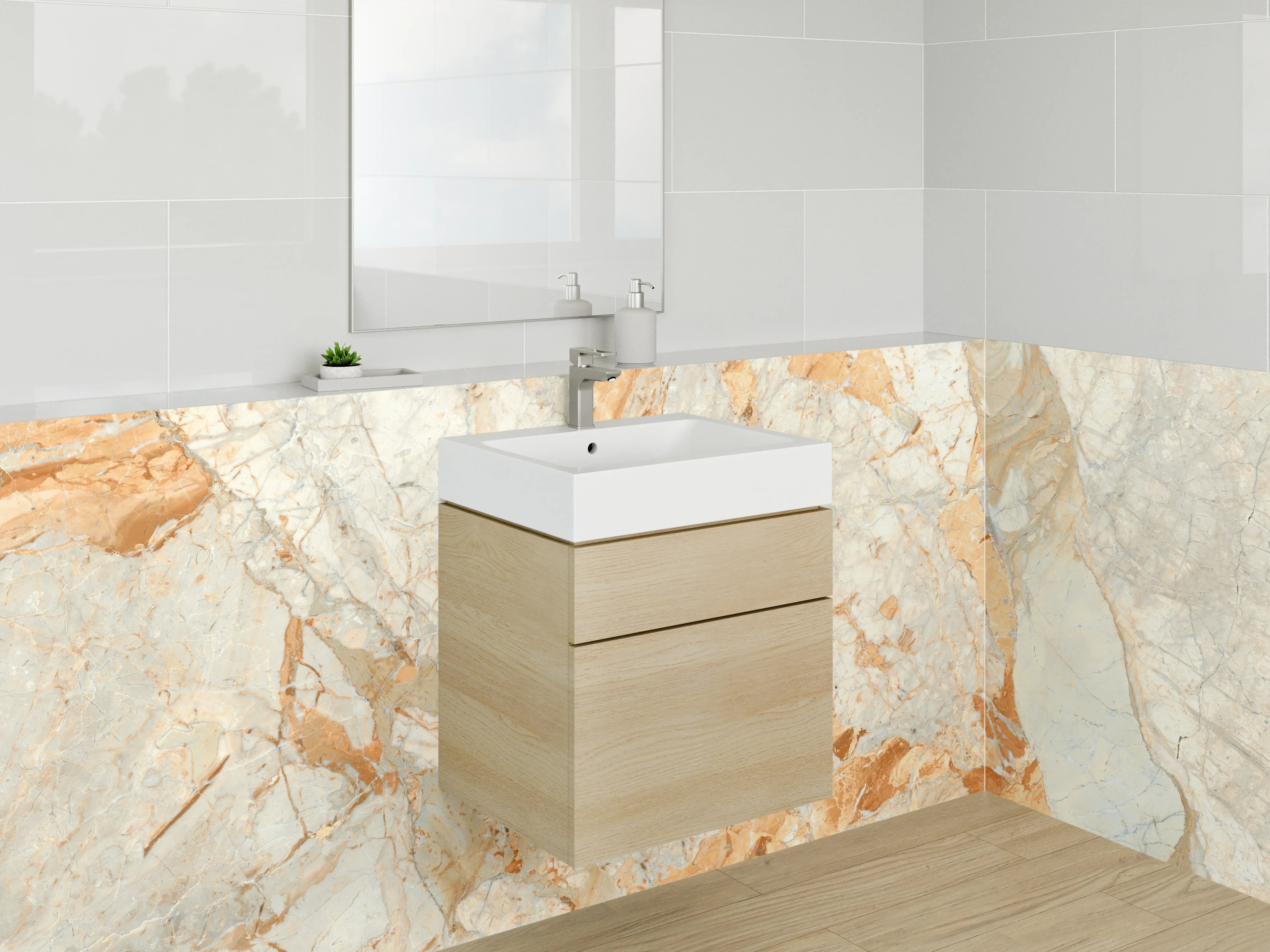 Waschbecken-Rückwand - Luxus-Weiße Marmor-Textur mit goldene Akzenten