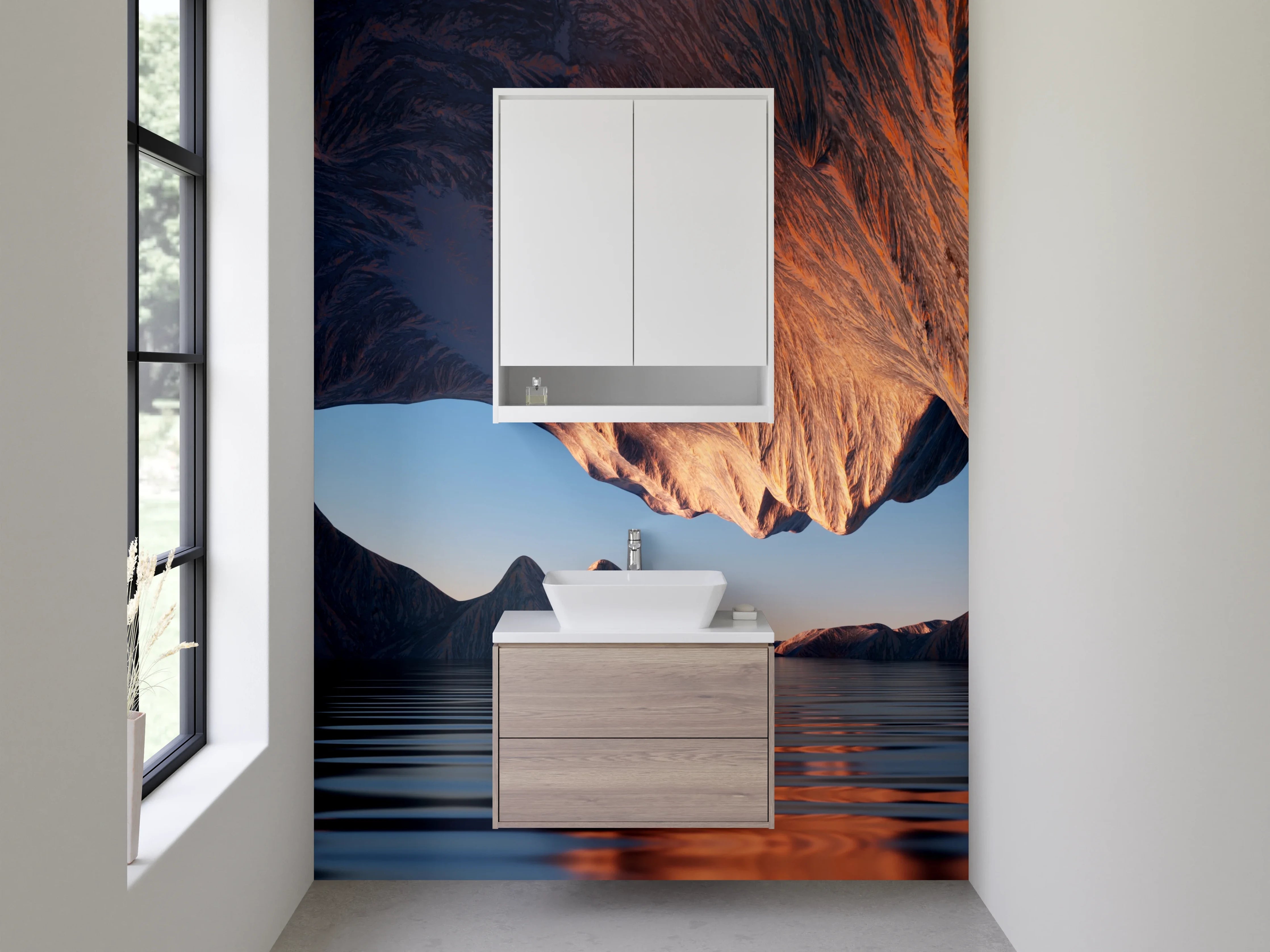 Waschbecken-Rückwand - Majestätische Berge bei Sonnenuntergang