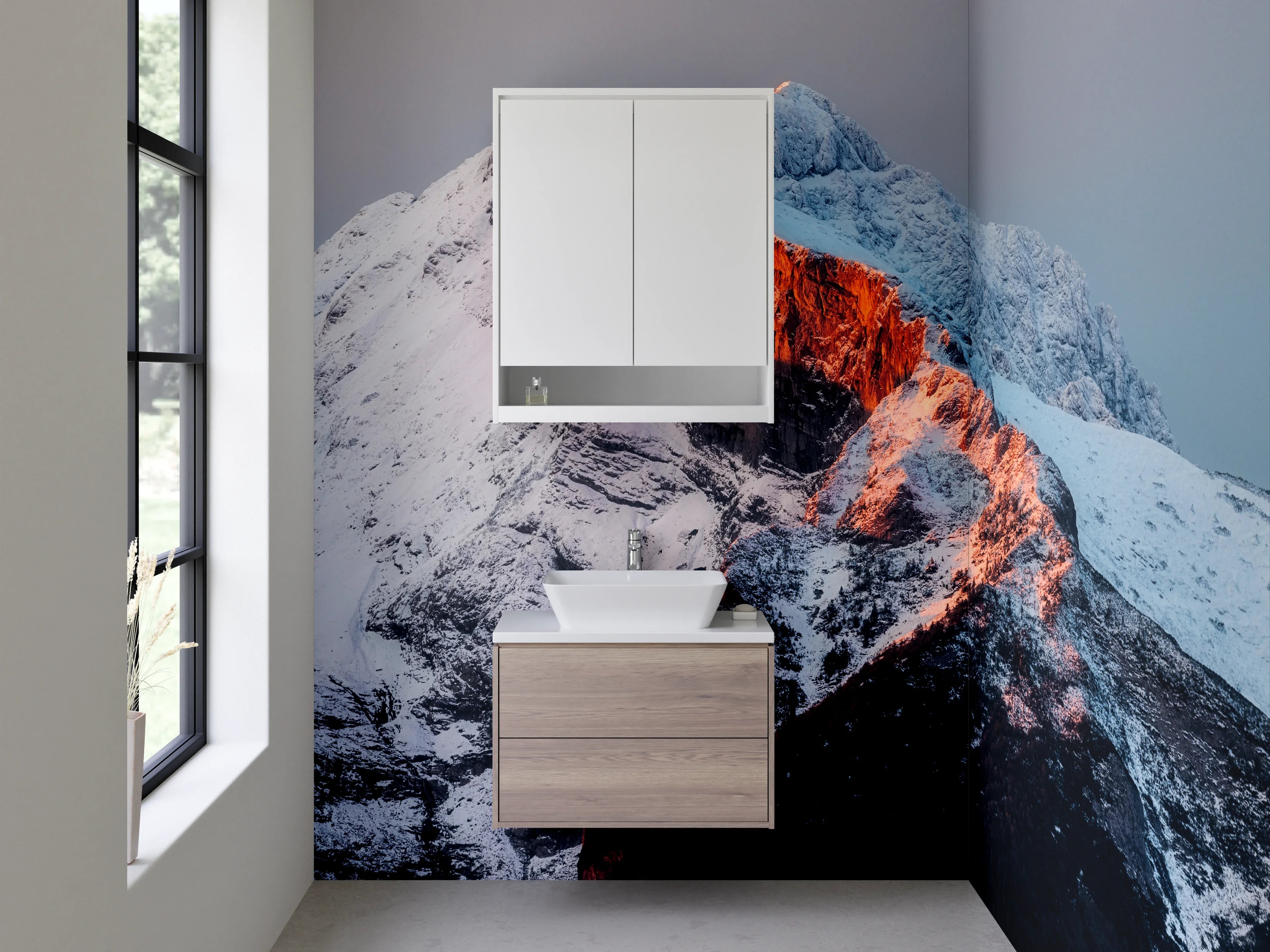 Waschbecken-Rückwand - Majestätische Berggipfel bei Sonnenaufgang